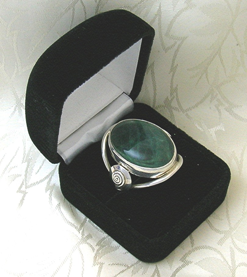 Huge Sterling Silver and Blue Green Stone Ring . . . .