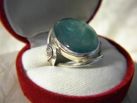 Huge Sterling Silver and Blue Green Stone Ring . . . .