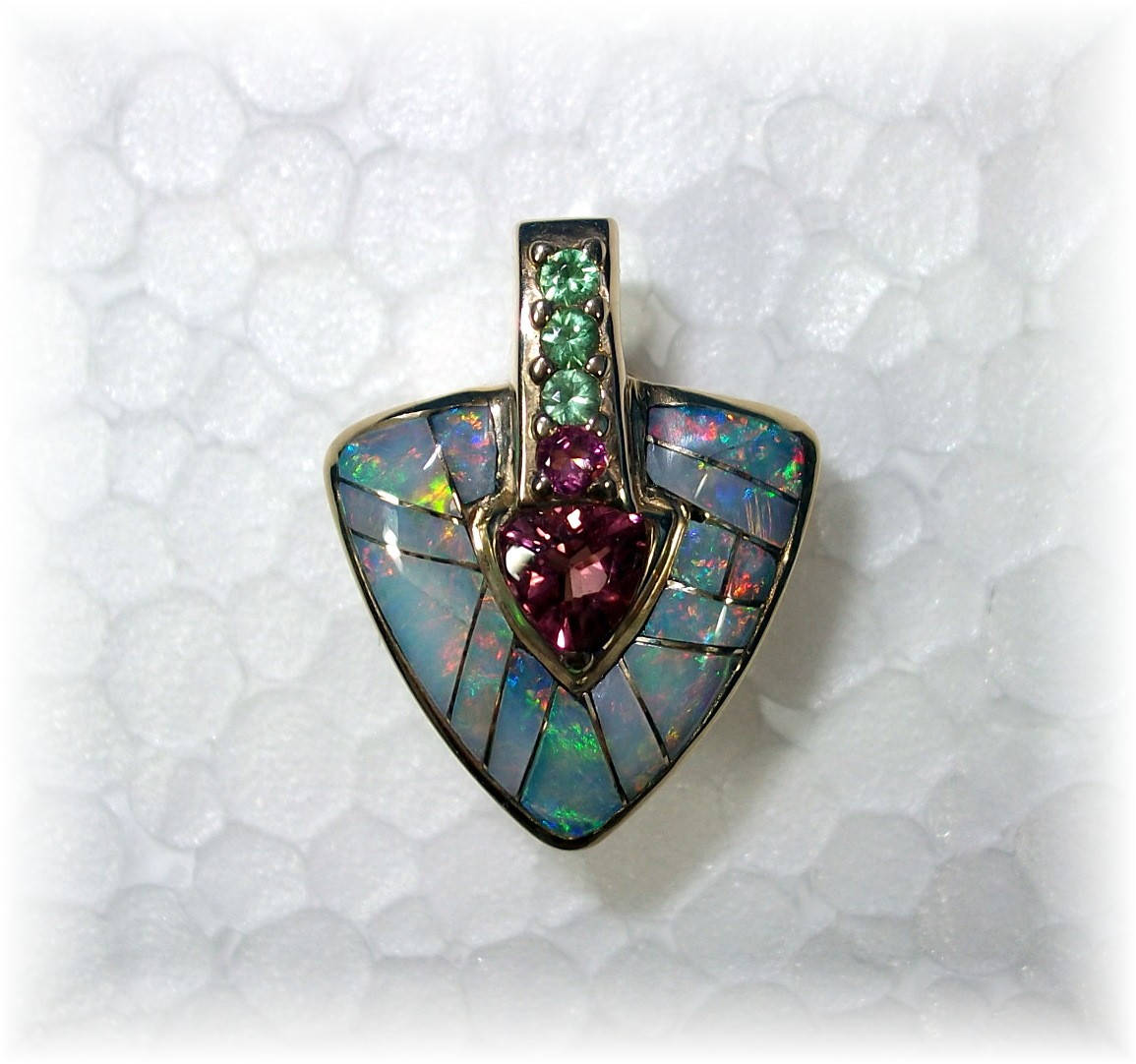 14k Gold Natural Opal Tourmaline French Back G L Miller