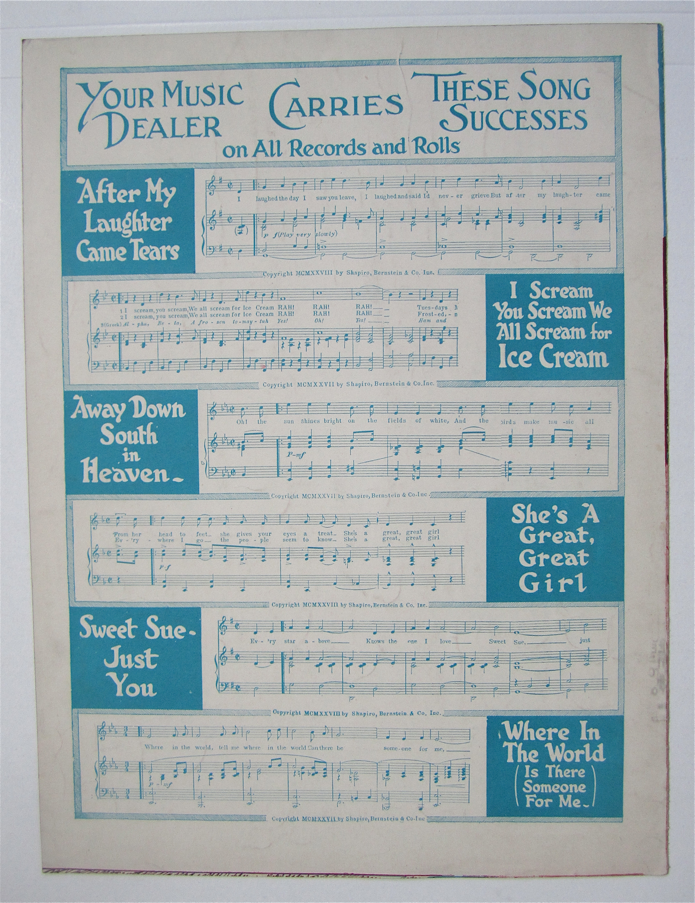 Sheet Music For 1928 Just A Night For Meditation