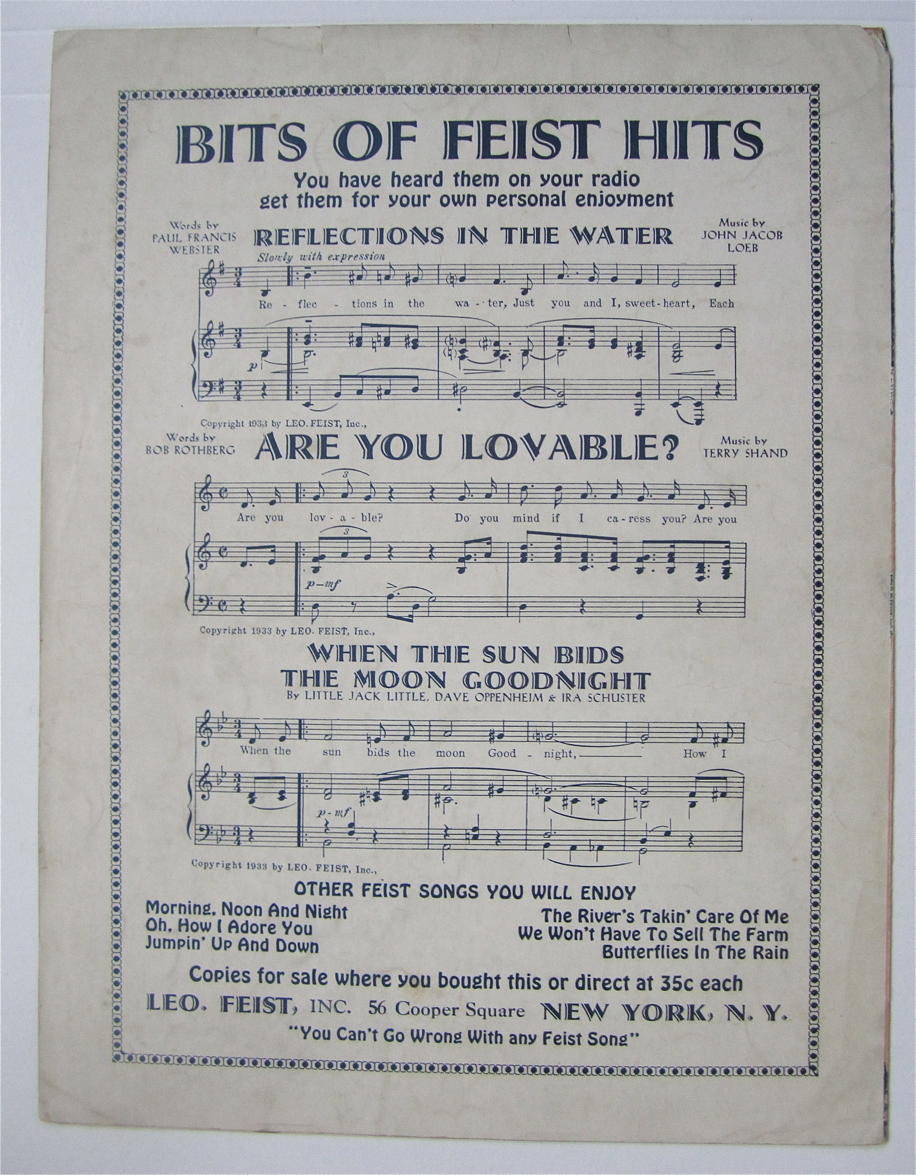 Sheet Music 1933 Are You Lovable?