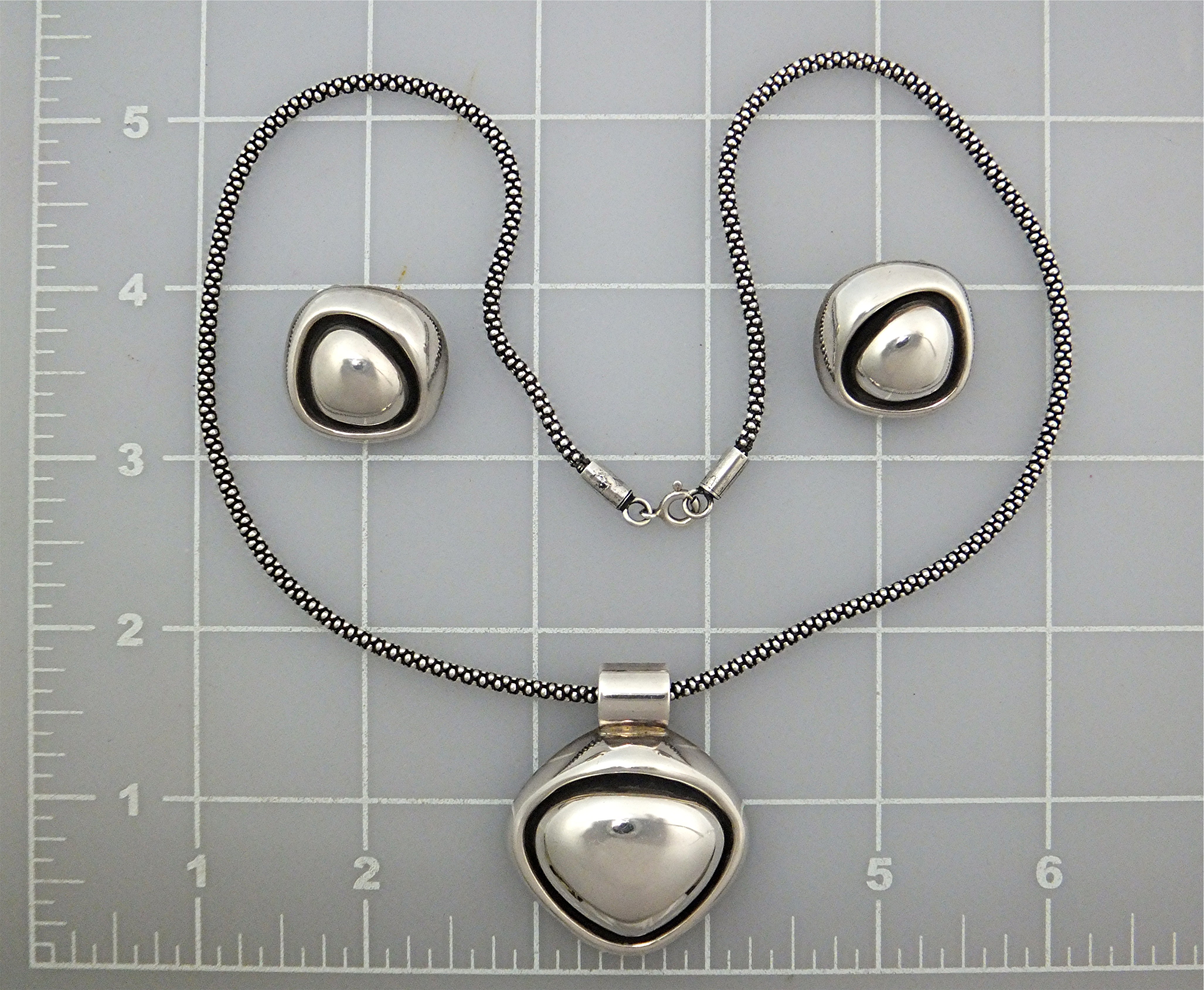 Necklace with Heart Sterling Silver Clip on Earrings