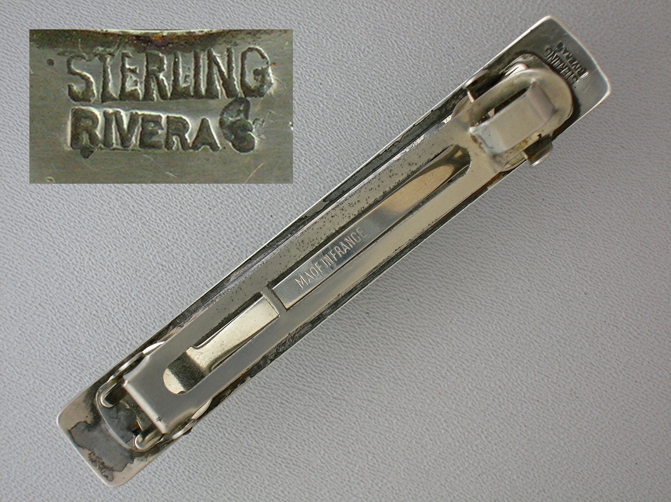 Taxco Mexico Sterling Silver Turquoise Barrette RIVERA