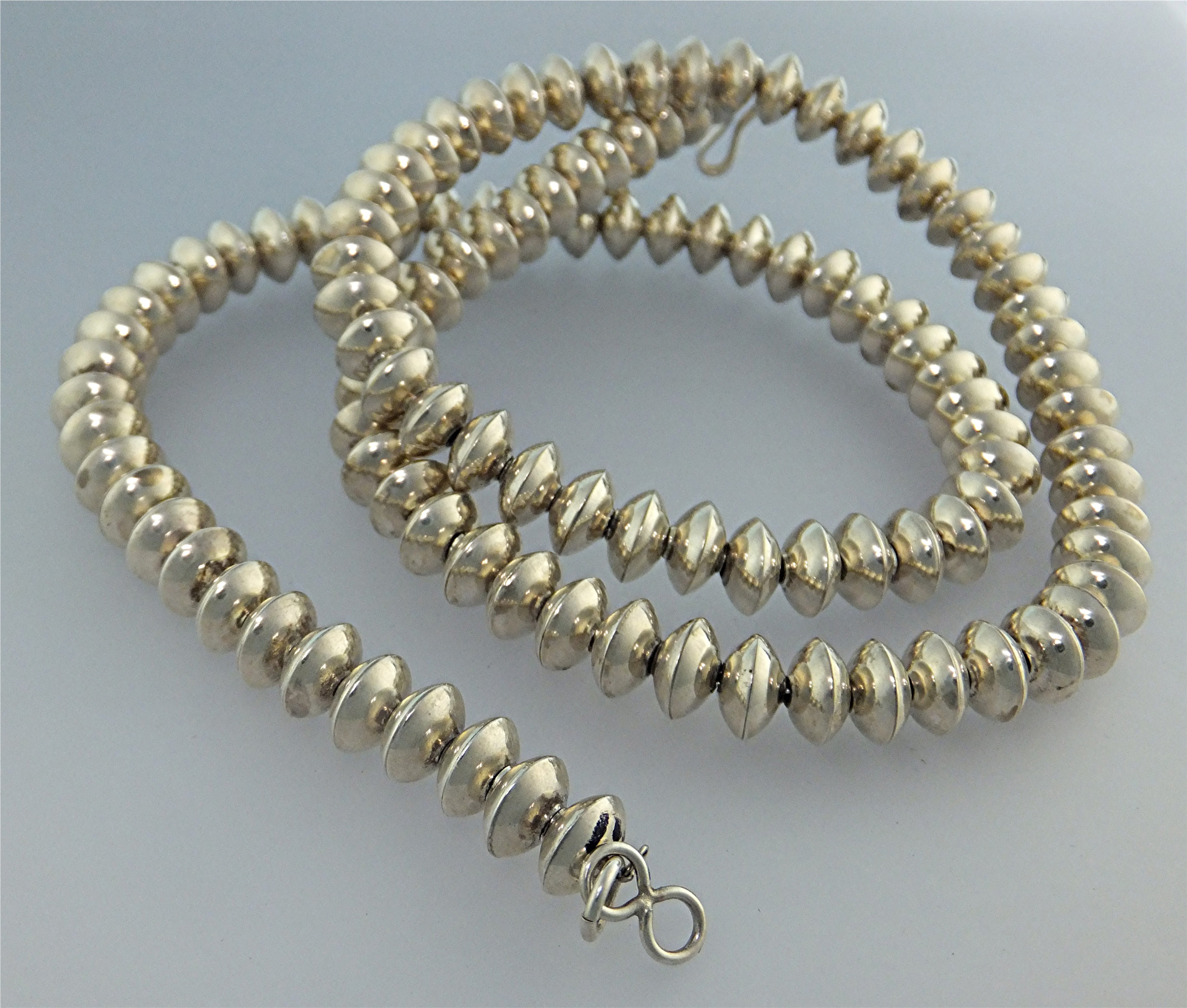 Native American  Sterling Silver Handmade Saucer Beads