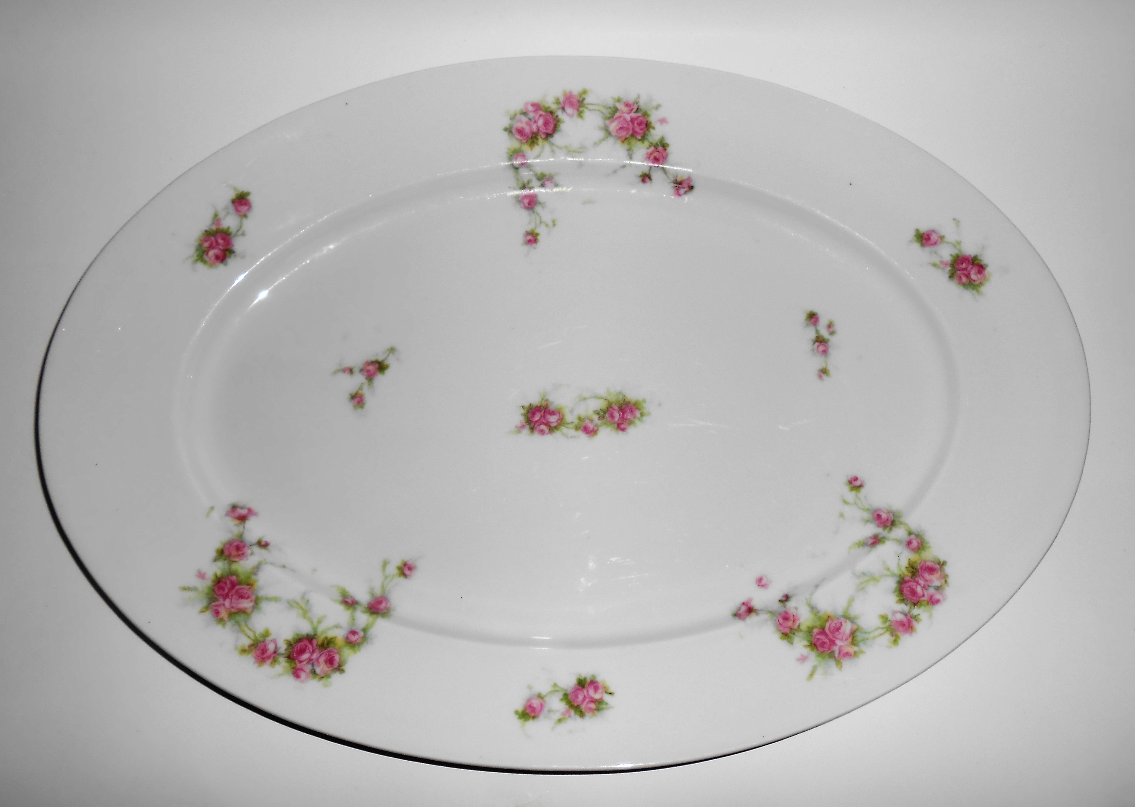 Austria Victoria China Porcelain Pink Roses Lg Platter