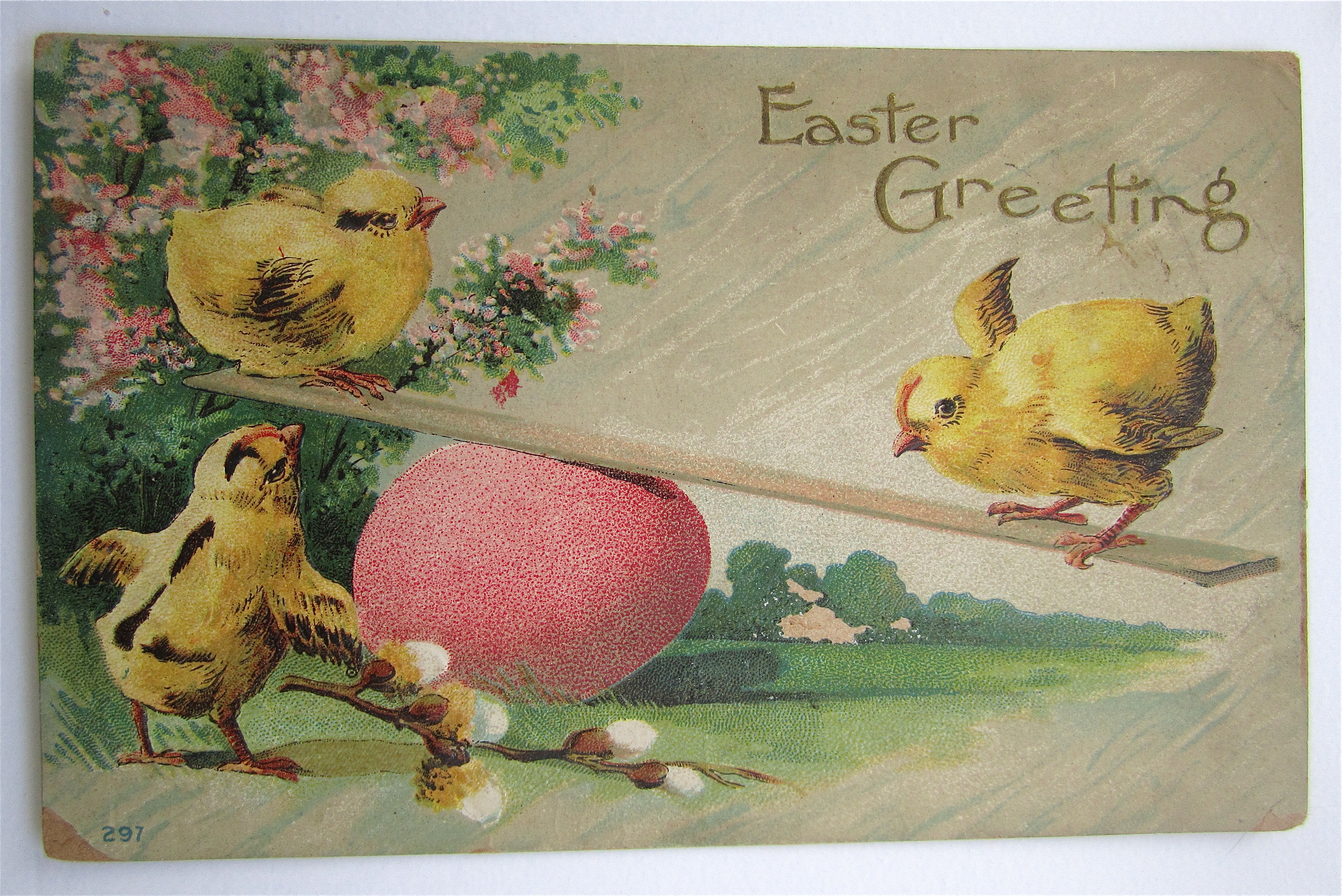 Baby Chicks Playing On See Saw Postcard