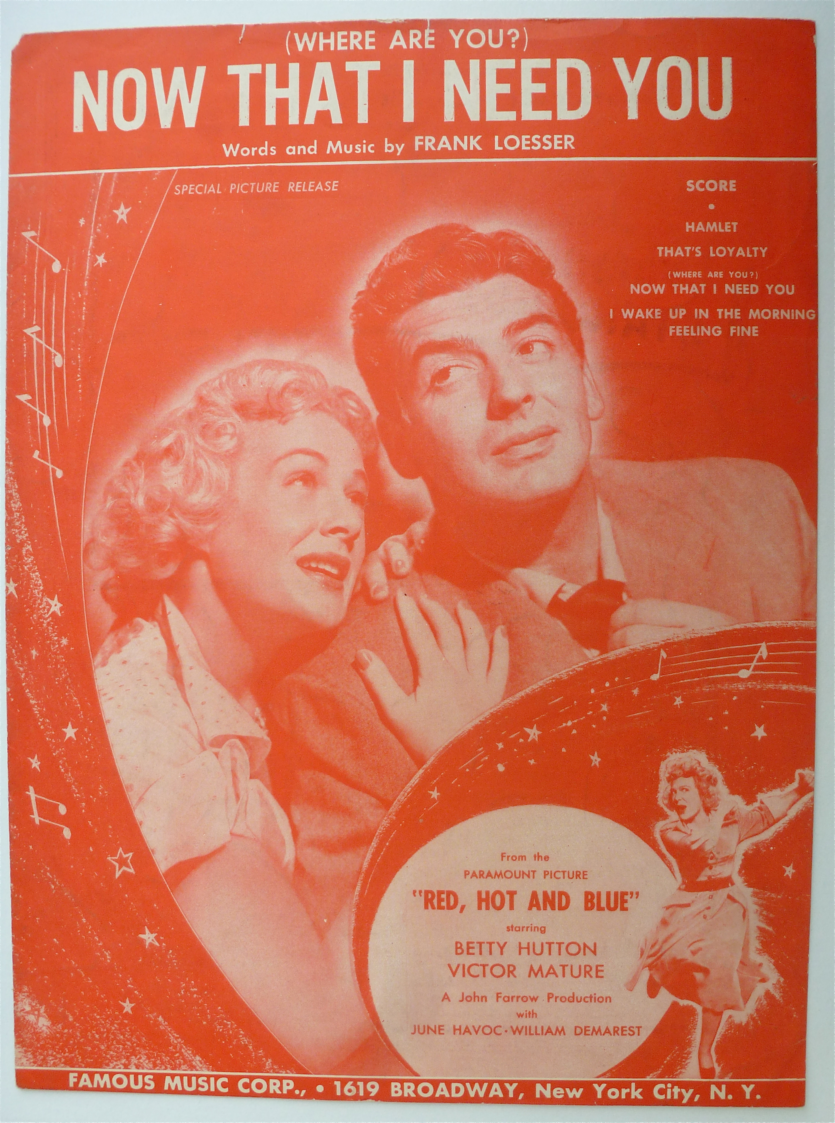 Sheet Music / 1949 (Where Are You) Now That I Need You