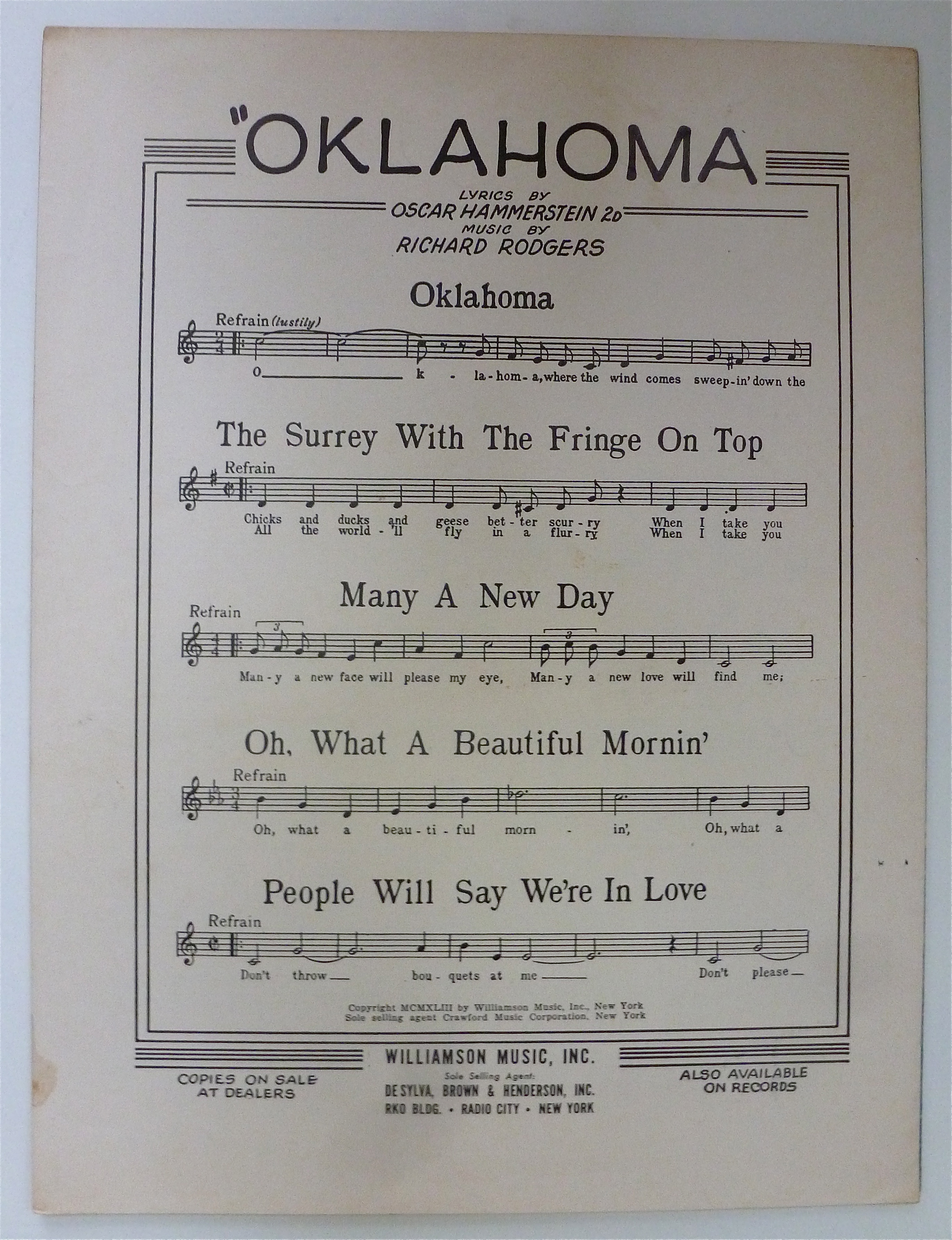 Sheet Music For 1927 Among My Souvenirs