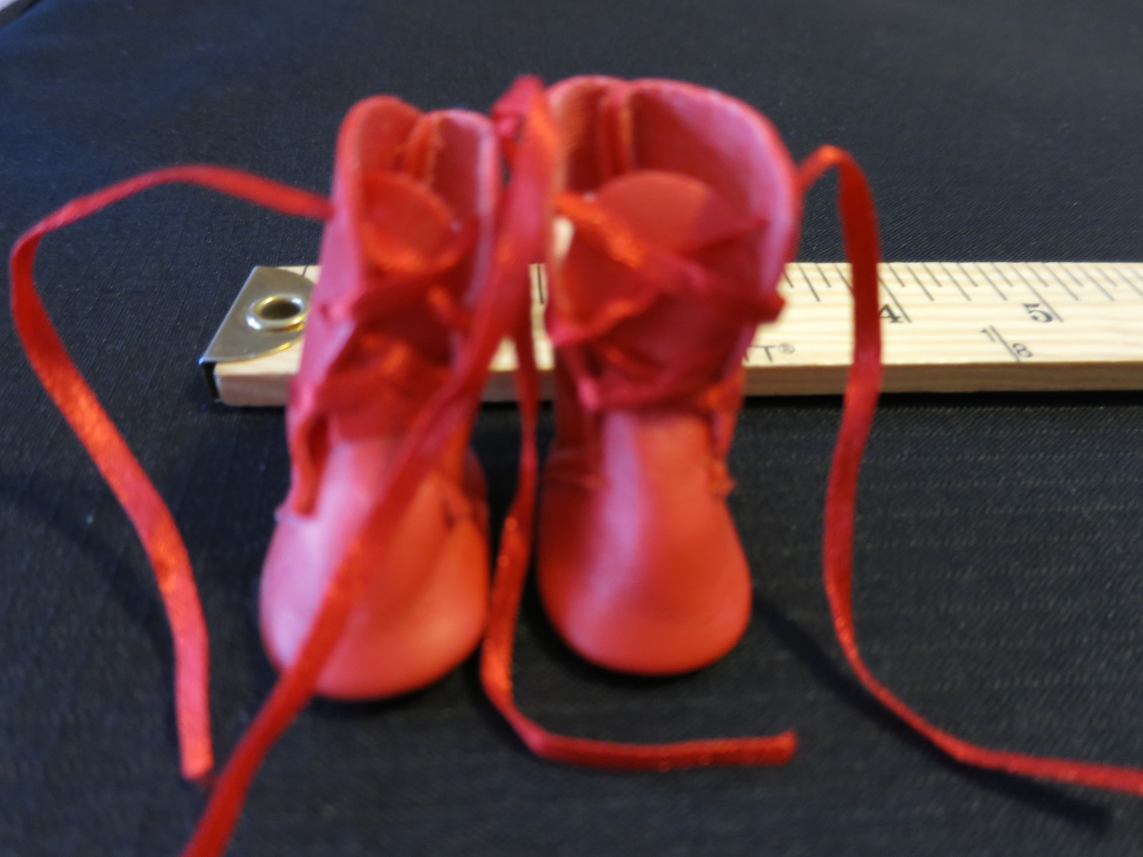 Doll House Accessories Doll Shoe Boots Red with red tie