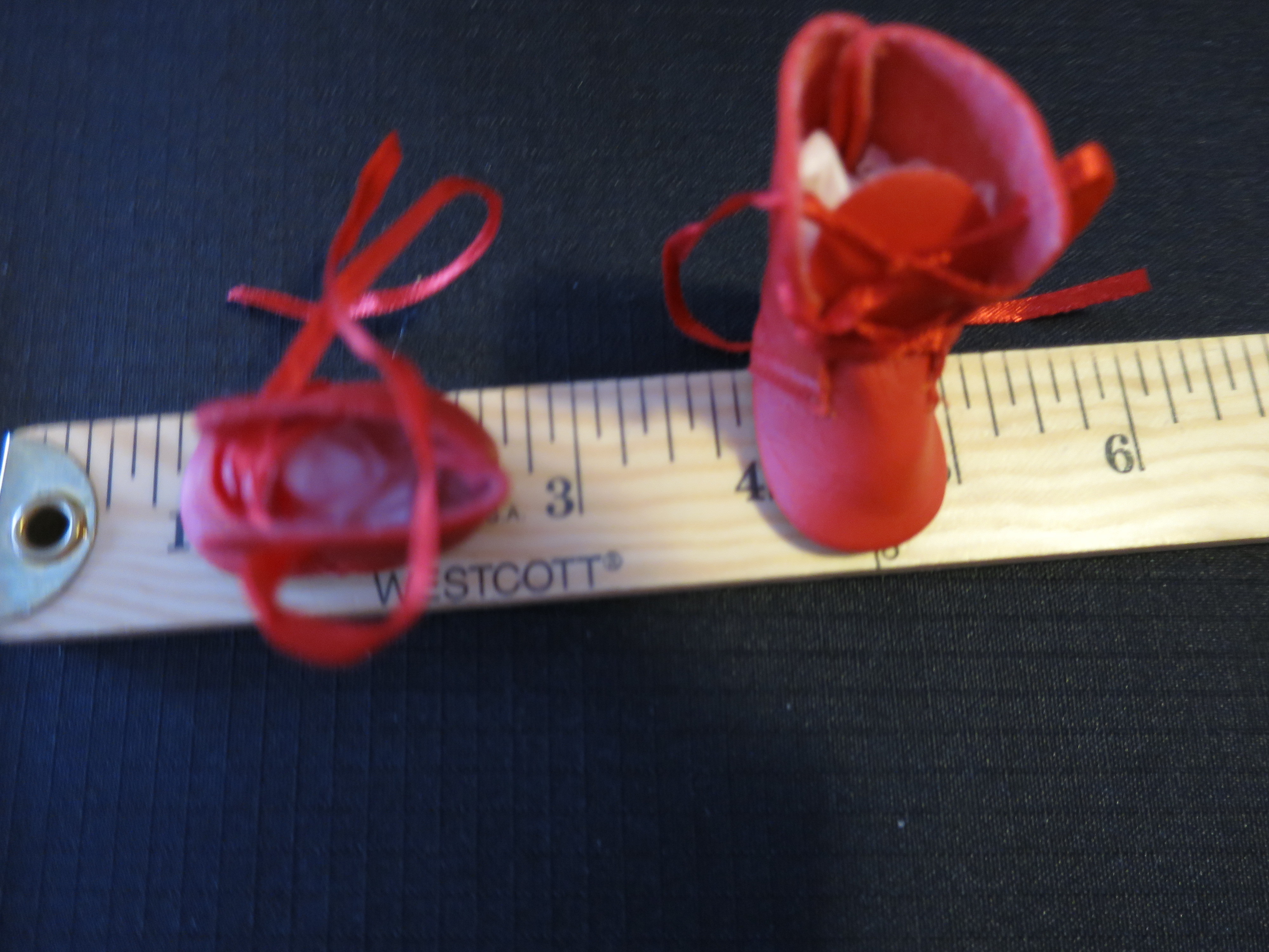Doll House Accessories Doll Shoe Boots Red with red tie