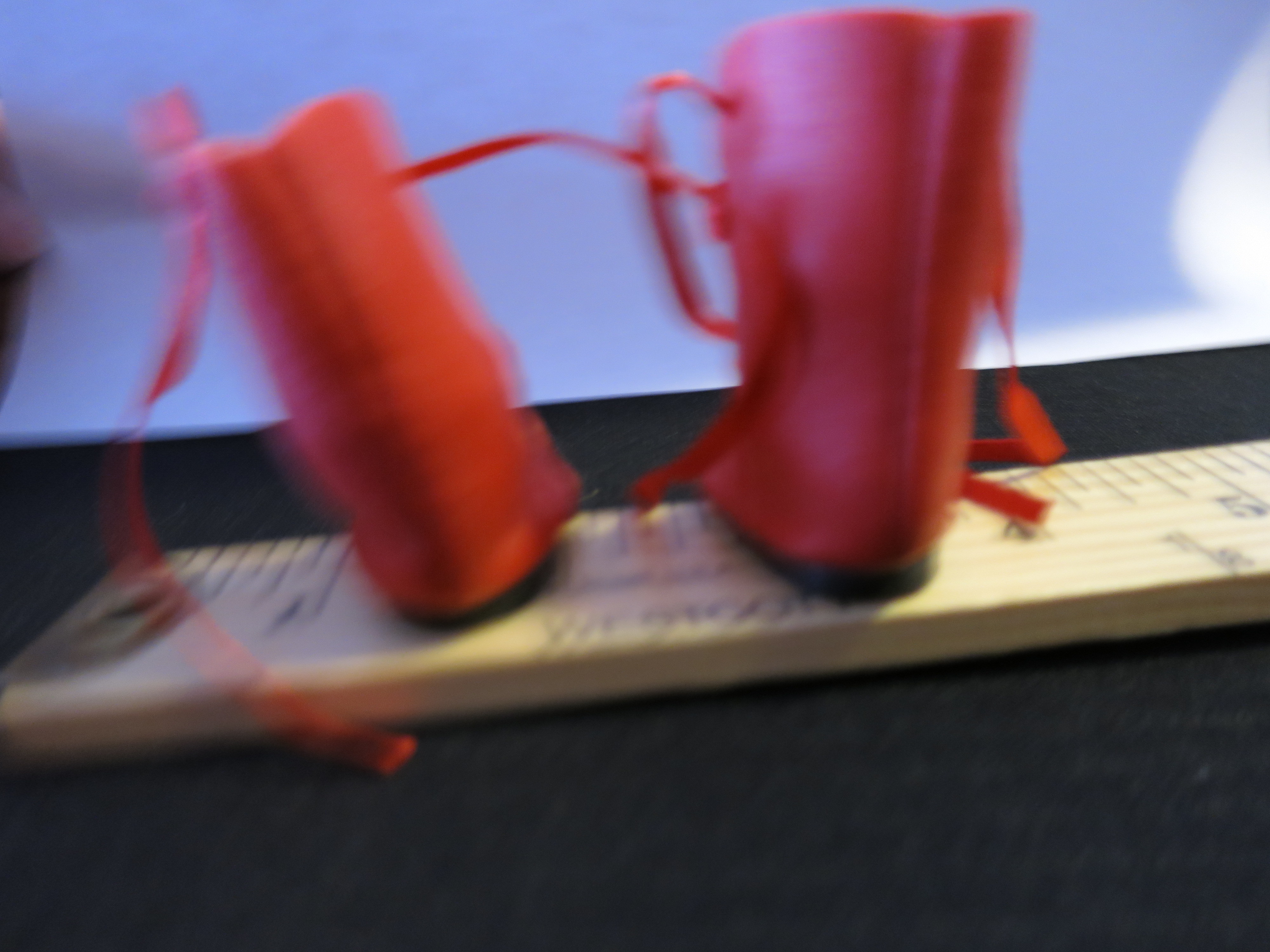 Doll House Accessories Doll Shoe Boots Red with red tie