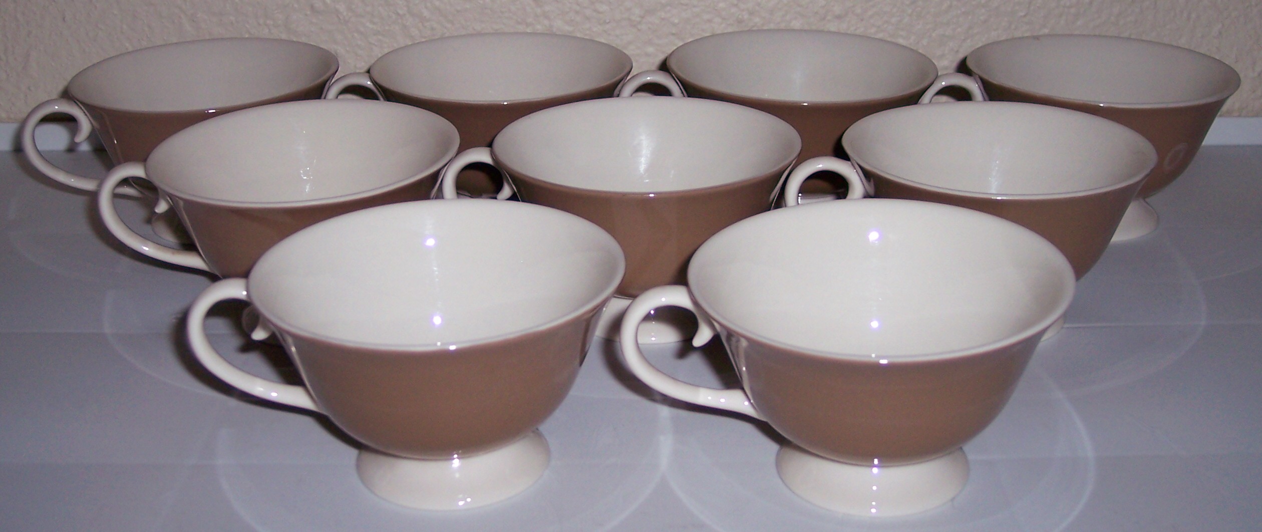 Flintridge China Set/8 Cocoa Porcelain Cups