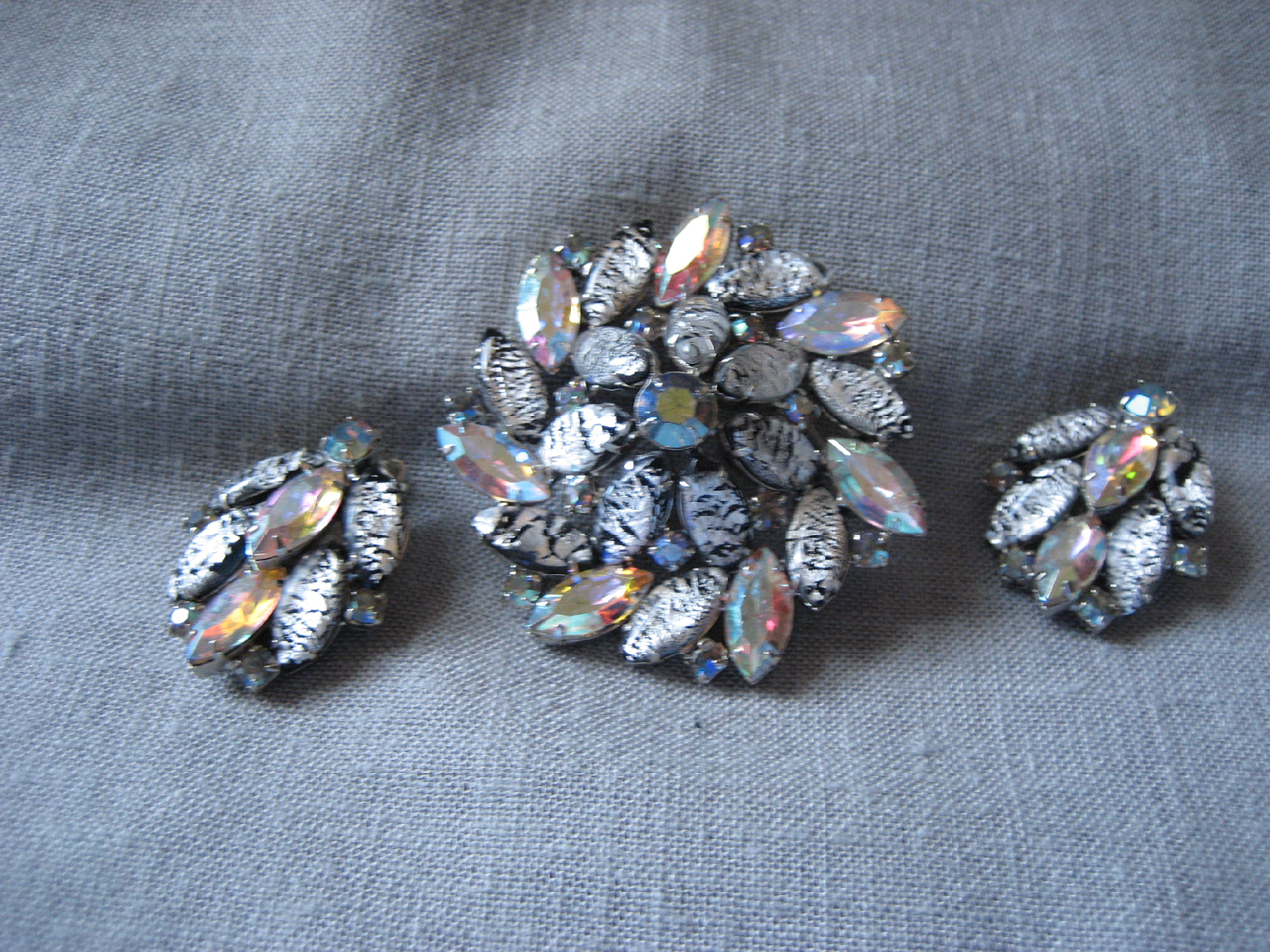 Aurora Borealis and Zebra  Brooch and Earring