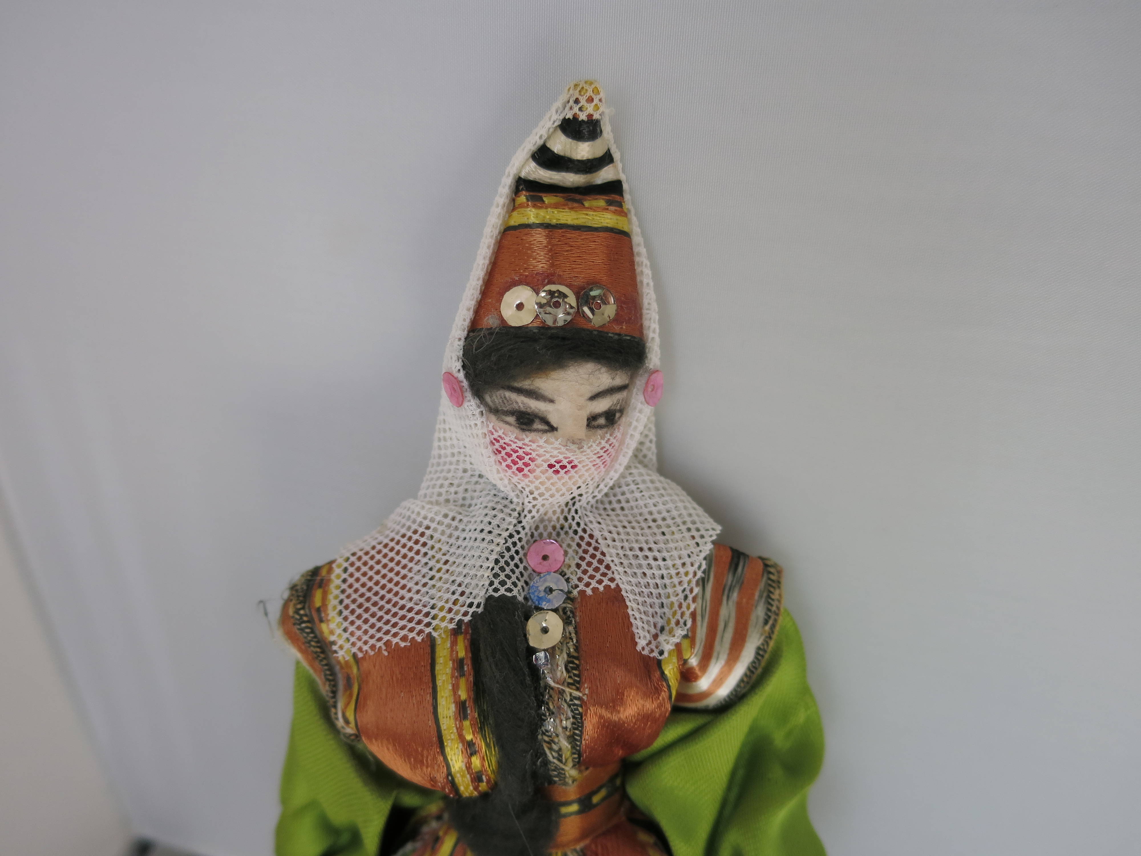 Foreign Cloth Doll Spun Cotton Face Hands Shoes ornate