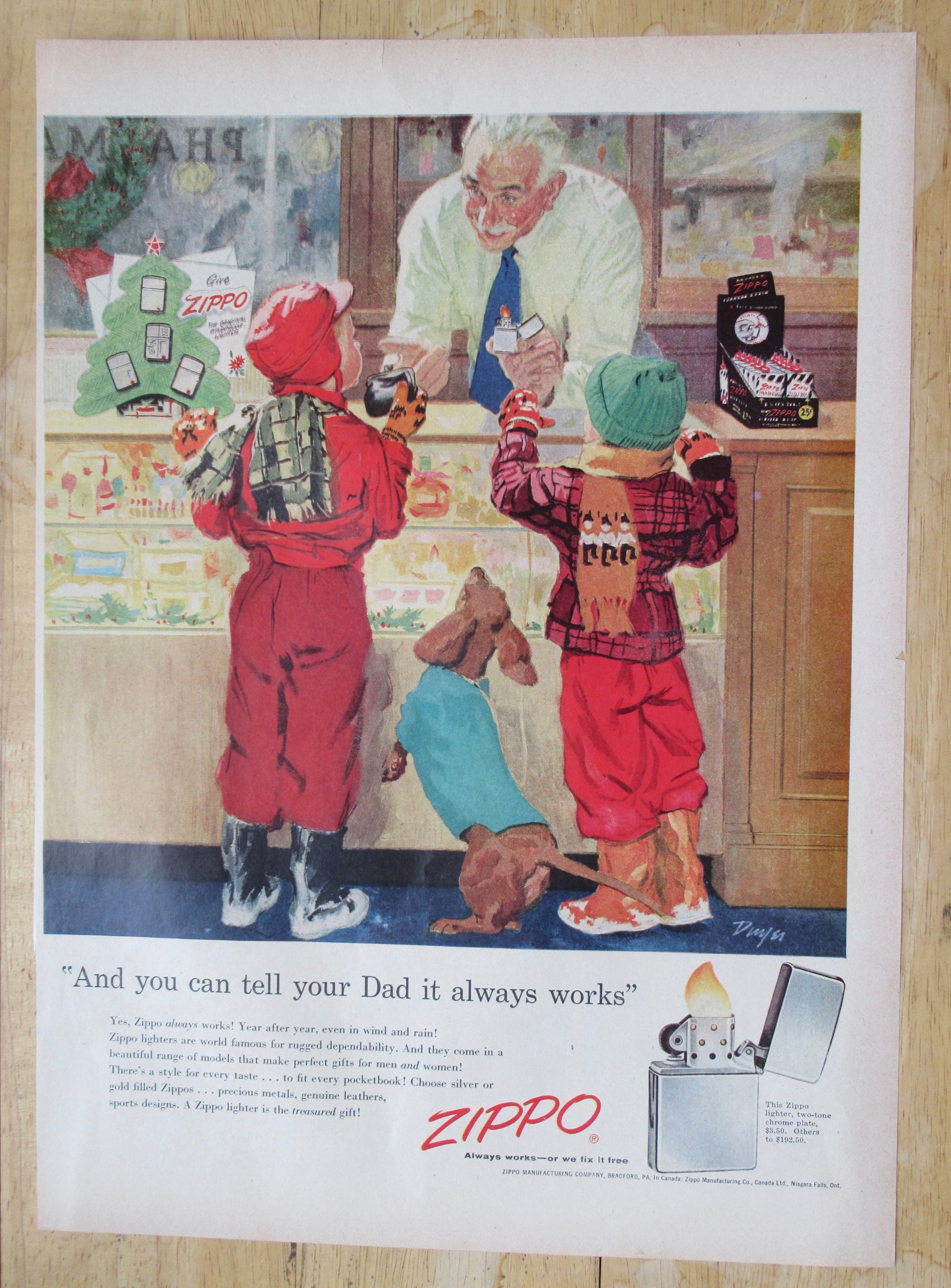 1955 Zippo Lighters w/ Boys Looking At Lighter In Store