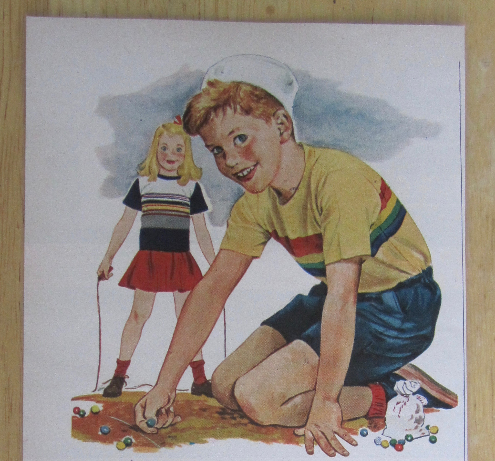 1951 Hanes Basque Shirts with Boy Playing Marbles