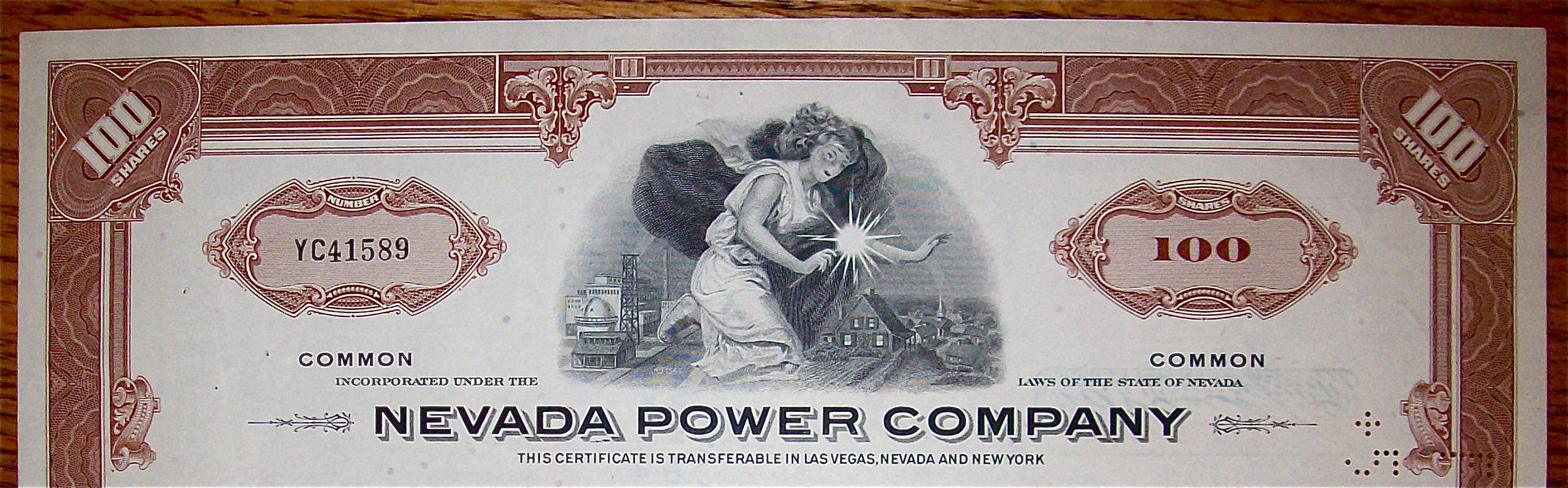 1970 Nevada Power Company Stock Certificate