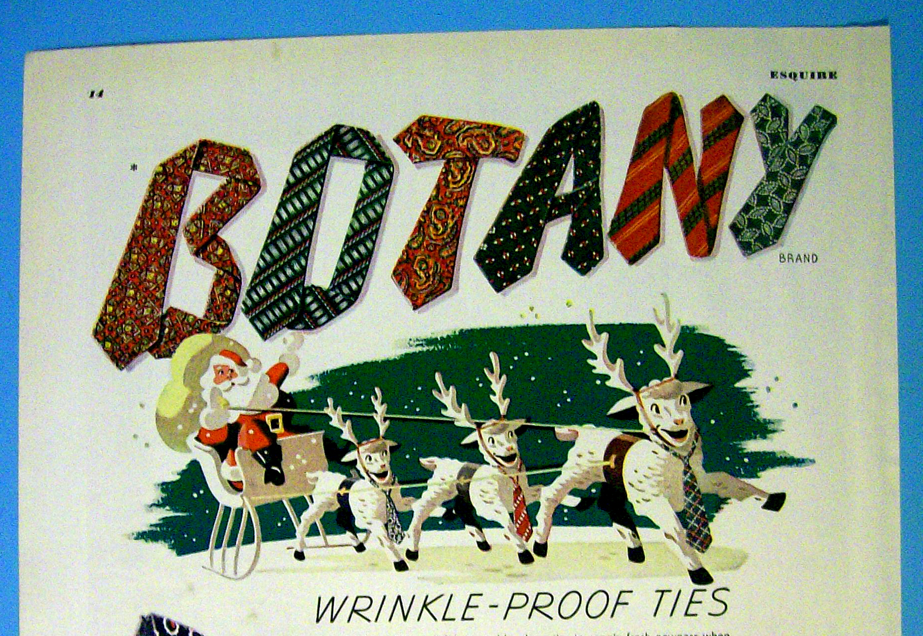 1945 Botany Wrinkle Proof Ties with Santa & His Sleigh