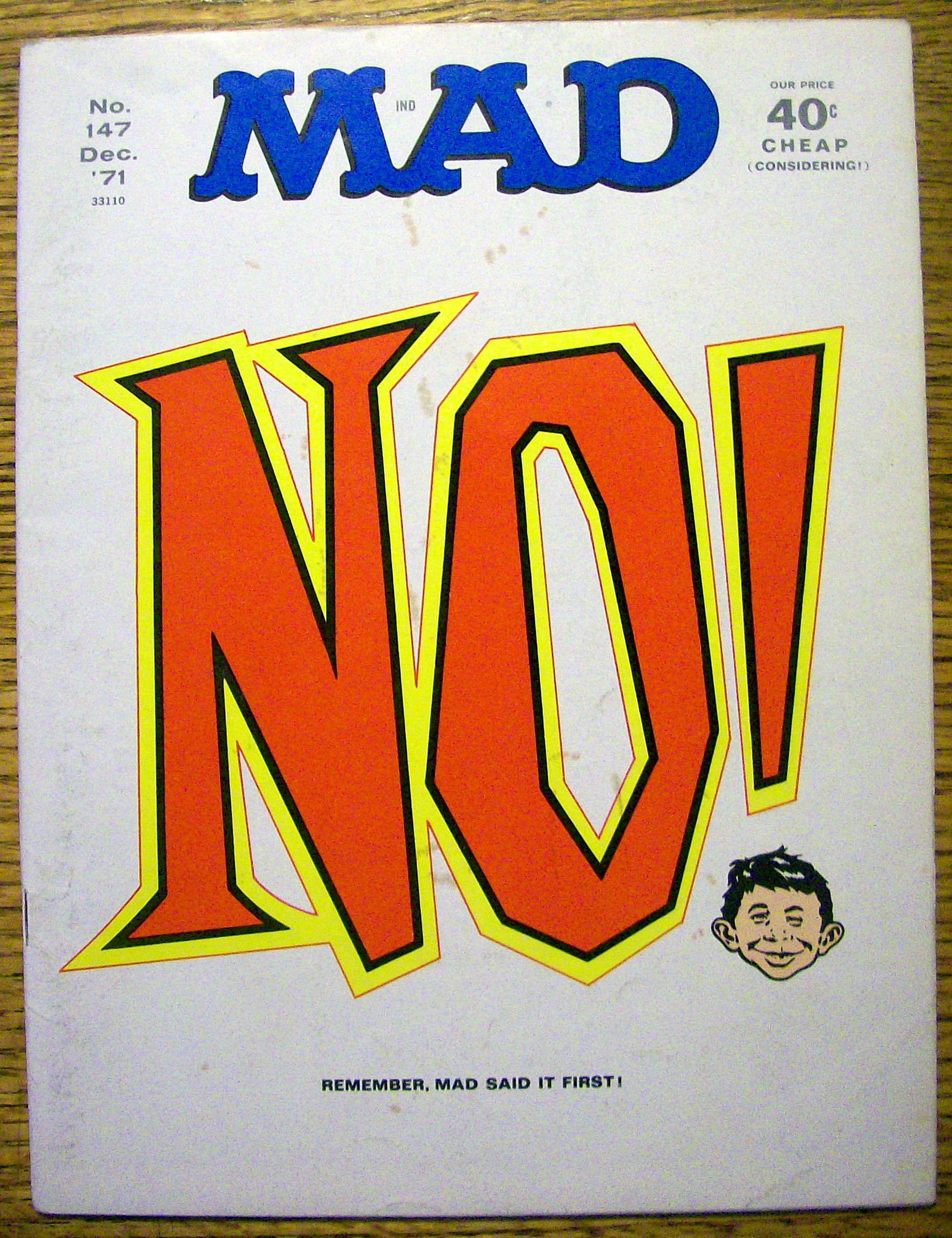 Mad Magazine #147 December 1971 NO!
