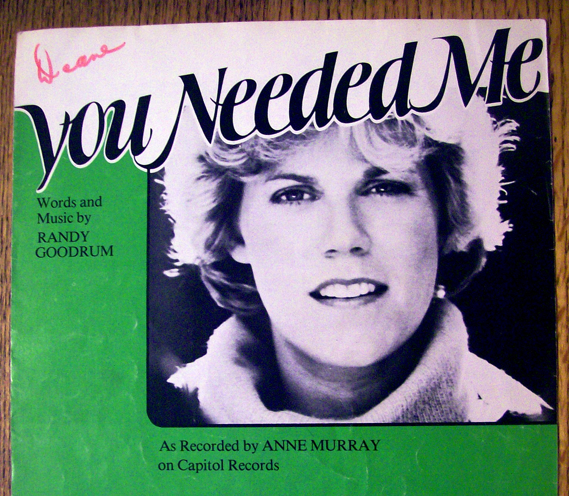 1978 You Needed Me By Randy Goodrum-Anne Murray Cover