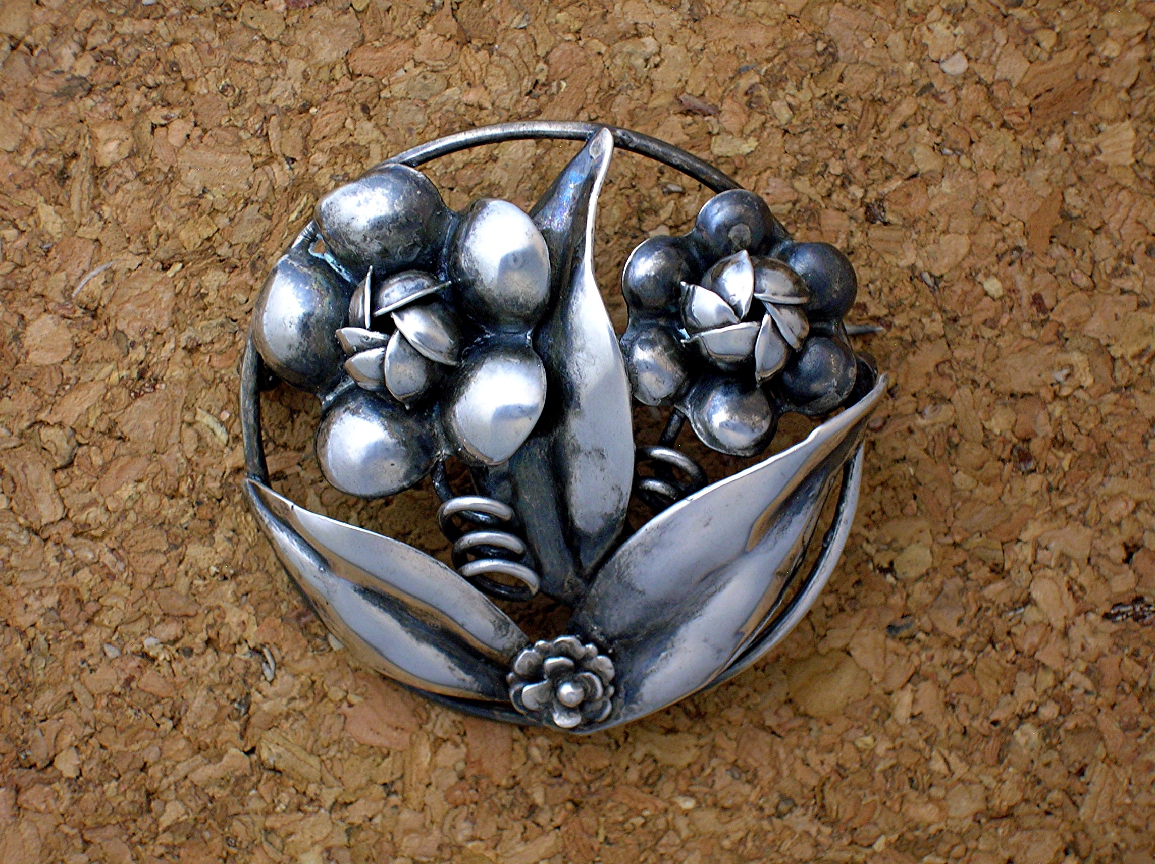 Hobe Flower Brooch Sterling Silver