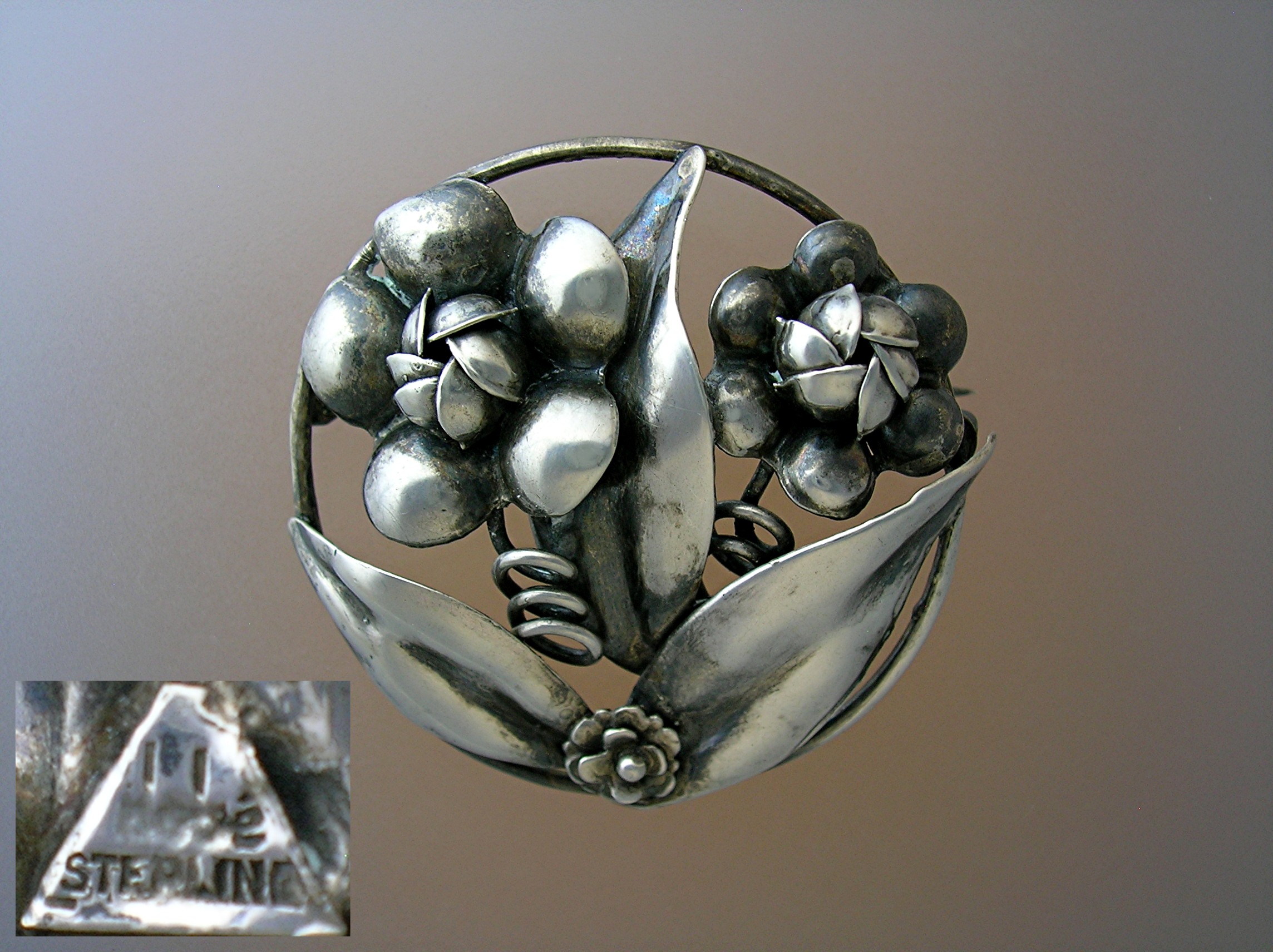Hobe Flower Brooch Sterling Silver