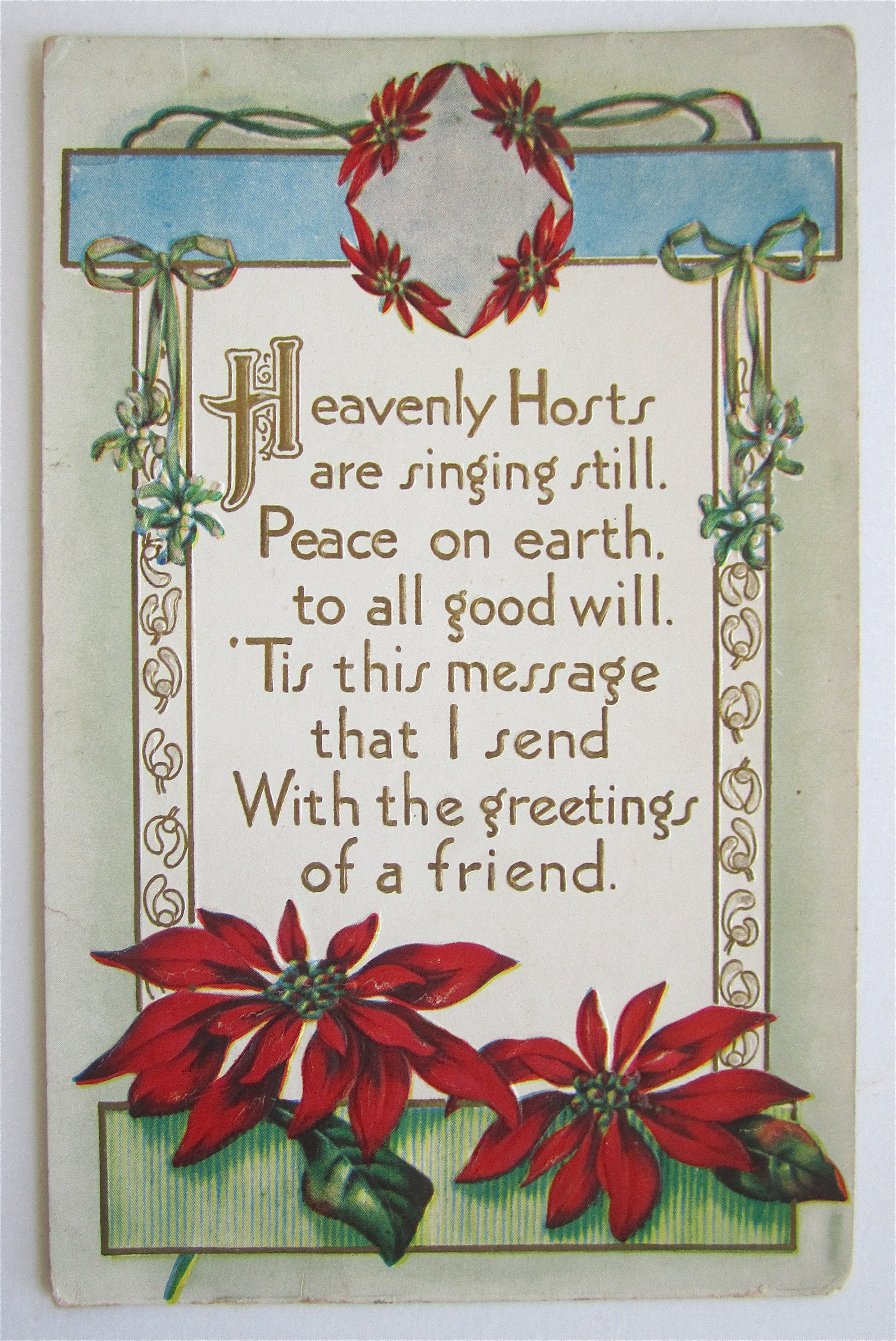 Christmas Postcard With Poinsettias Postcard