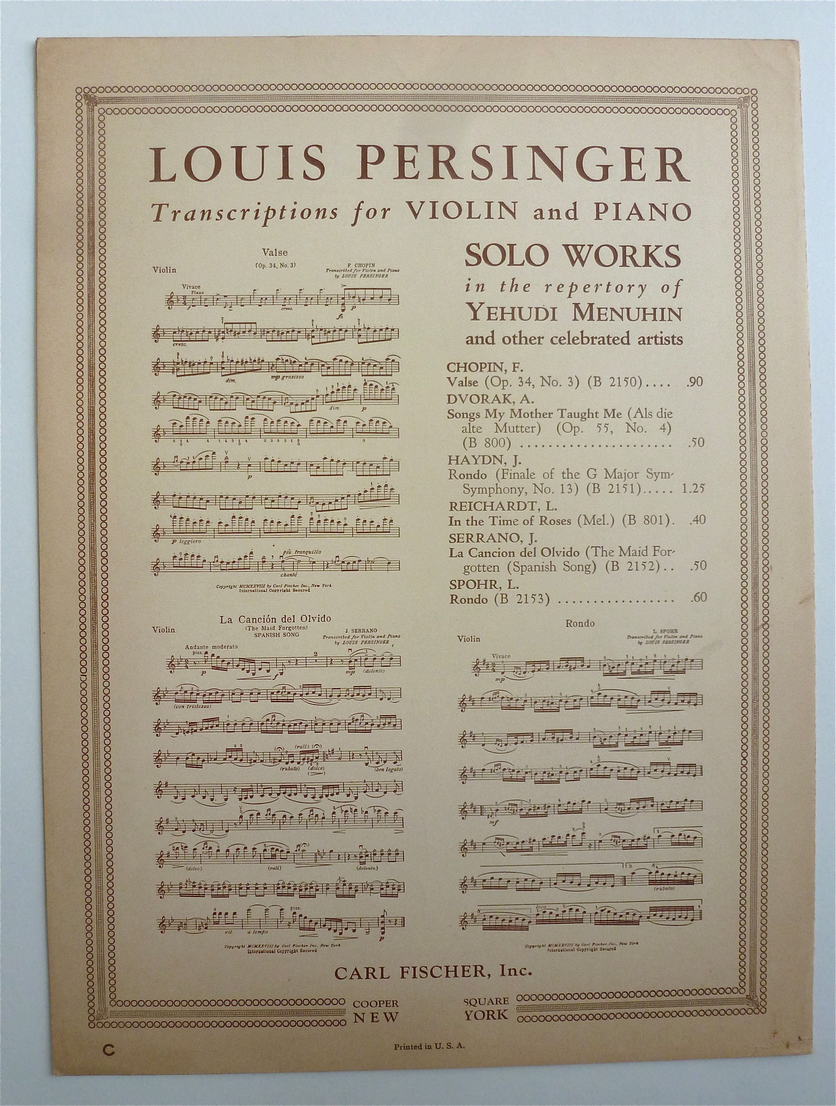 Sheet Music For 1909 Jeno Hubay