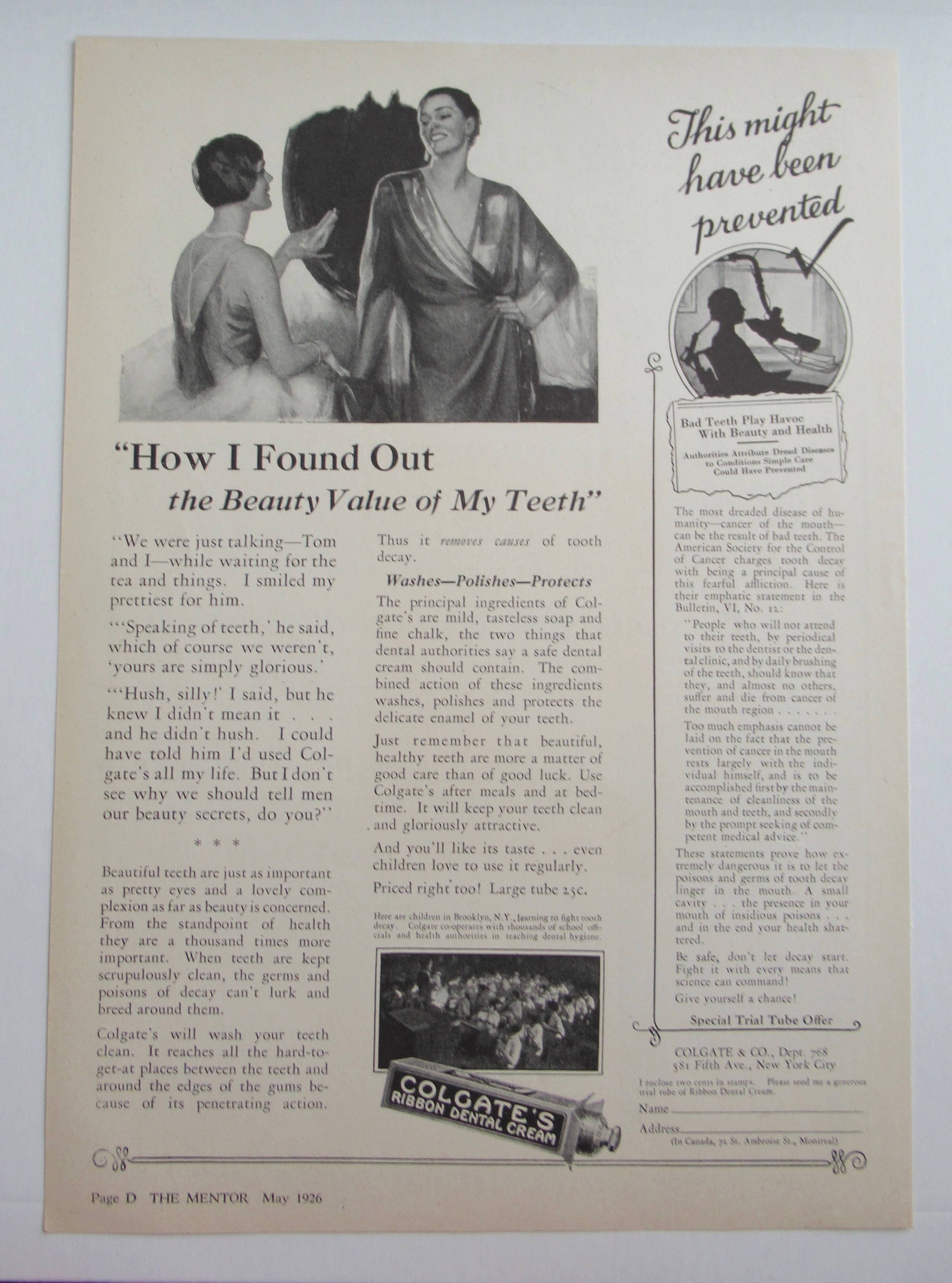 1926 Colgate Ribbon Dental Cream with Women Talking