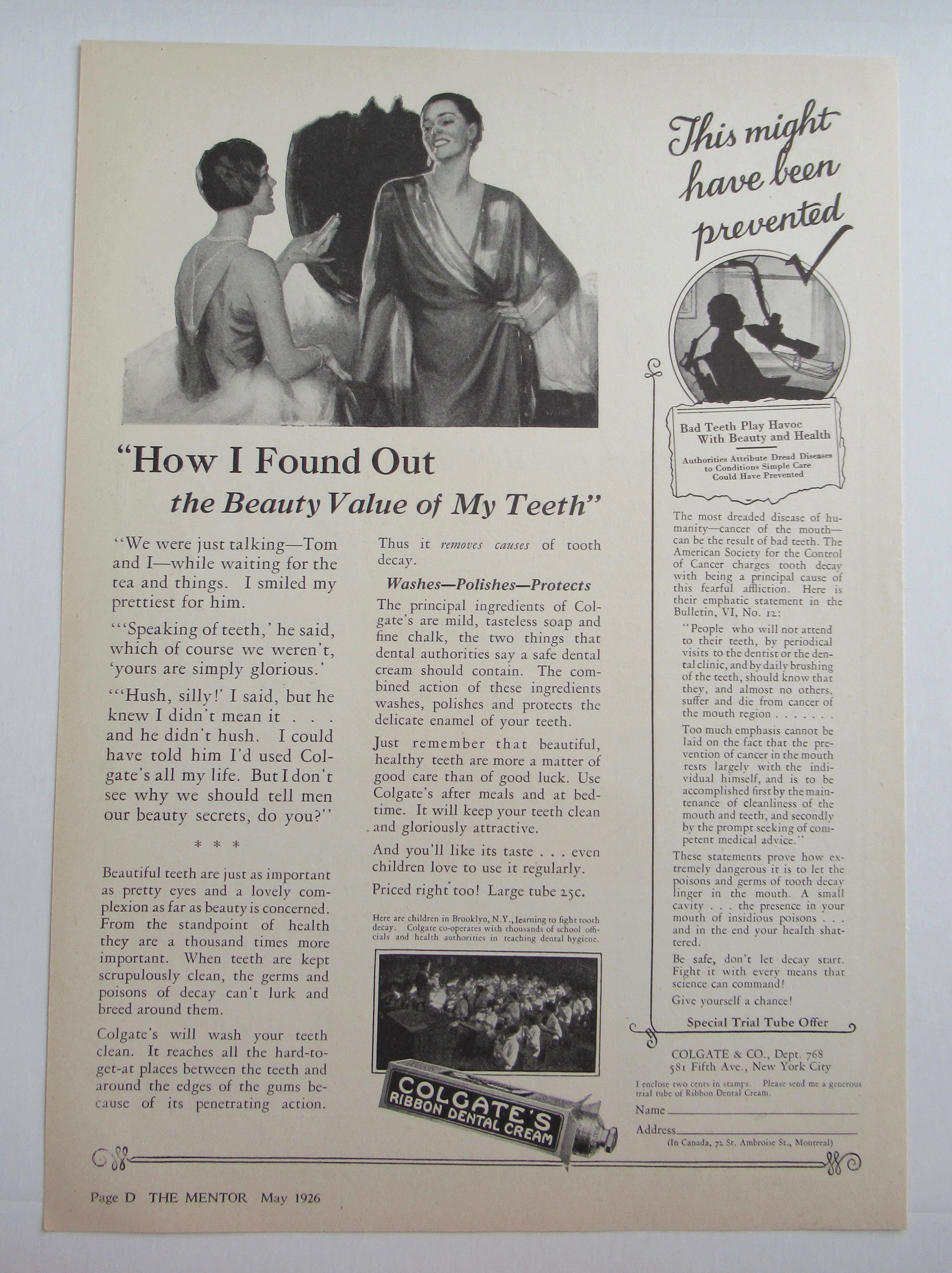 1926 Colgate Ribbon Dental Cream with Women Talking