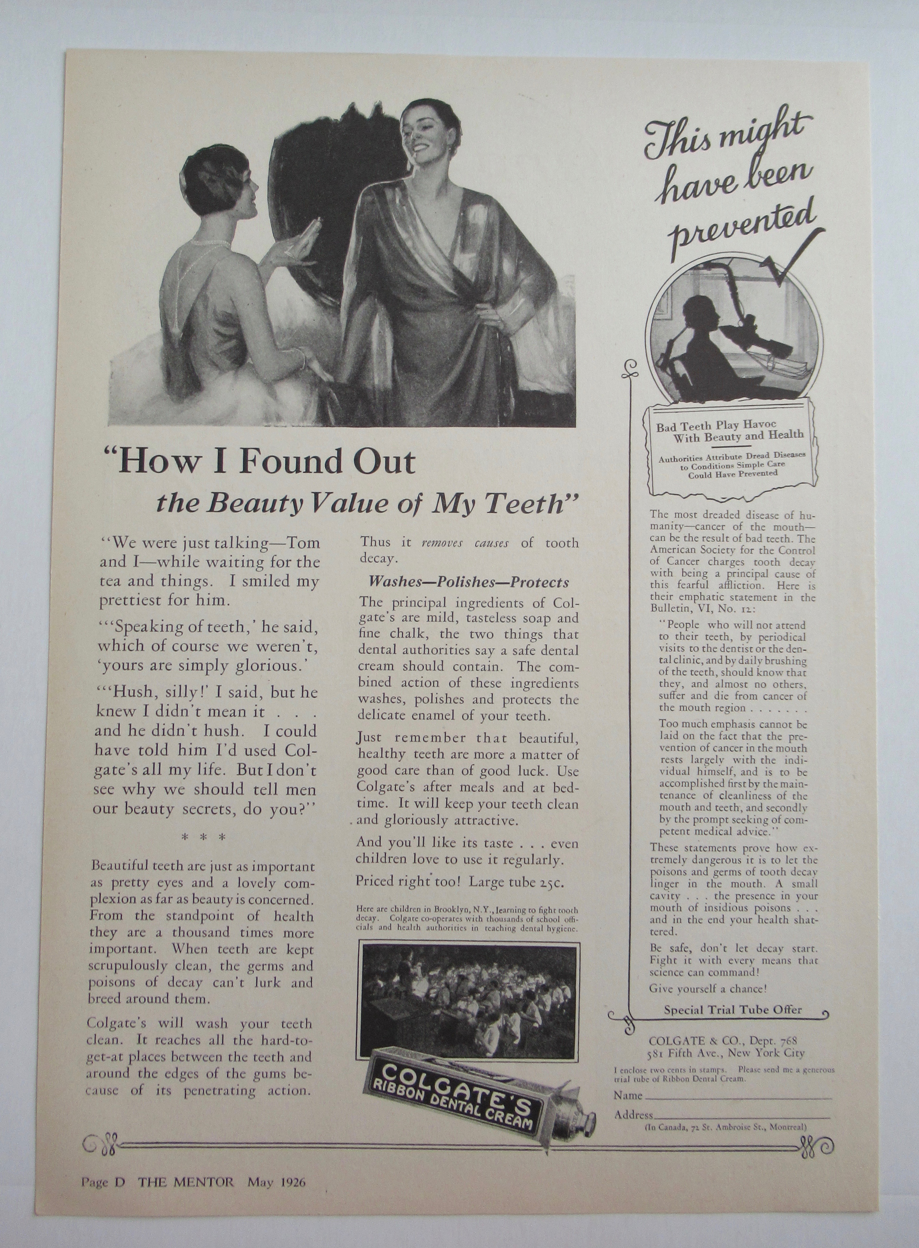 1926 Colgate Ribbon Dental Cream with Women Talking