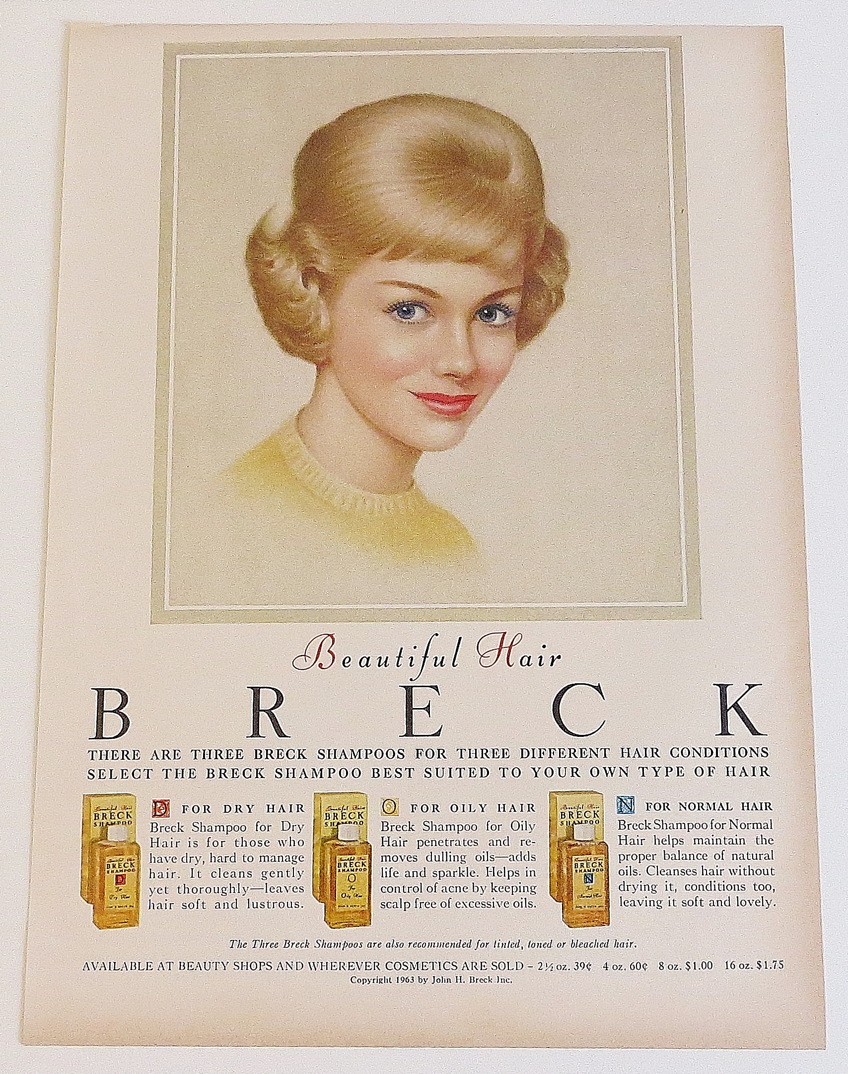 1963 Breck Shampoo With Lovely Blonde With Blue Eyes