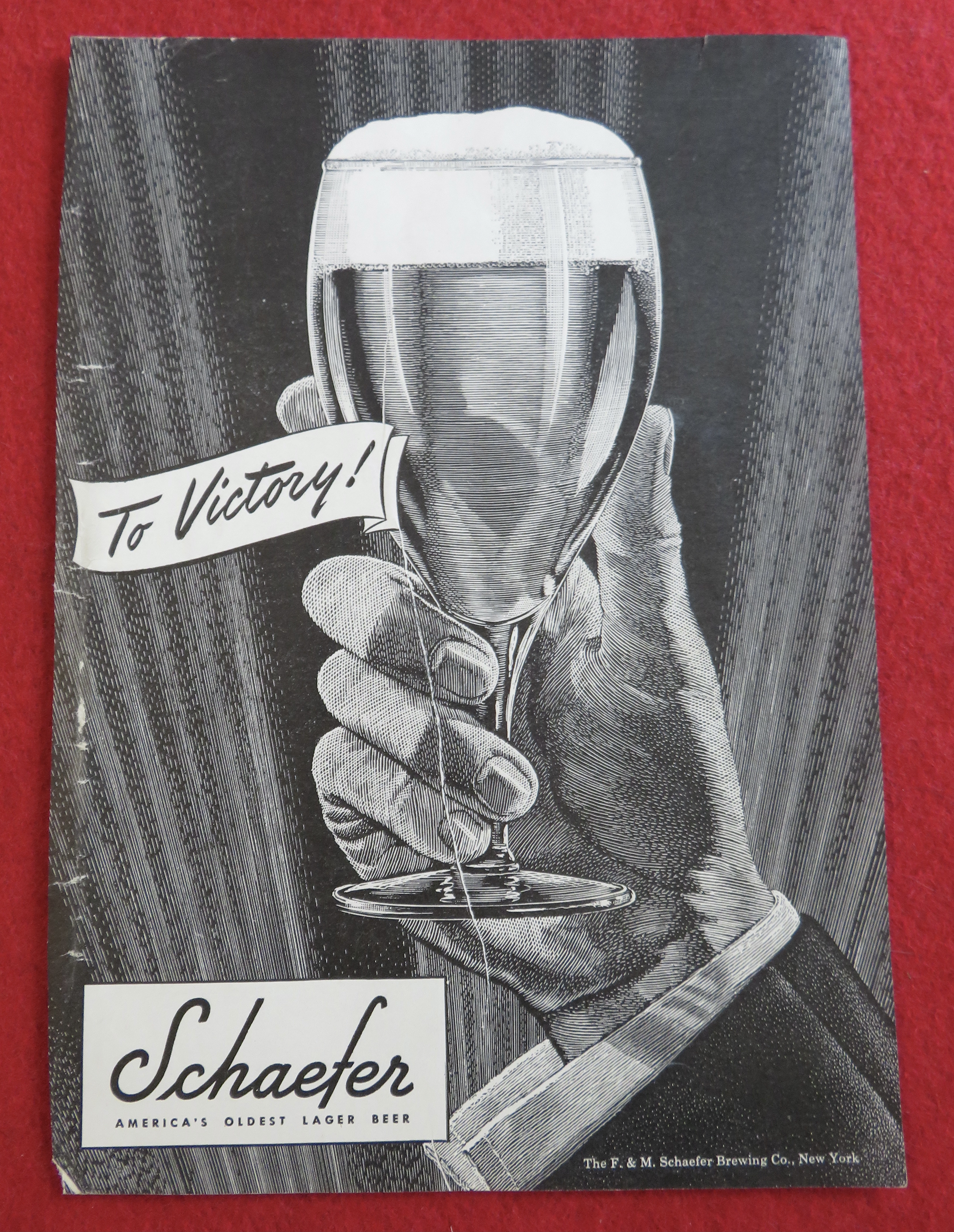 1944 Schaefer Beer with Hand Holding Glass Of Beer