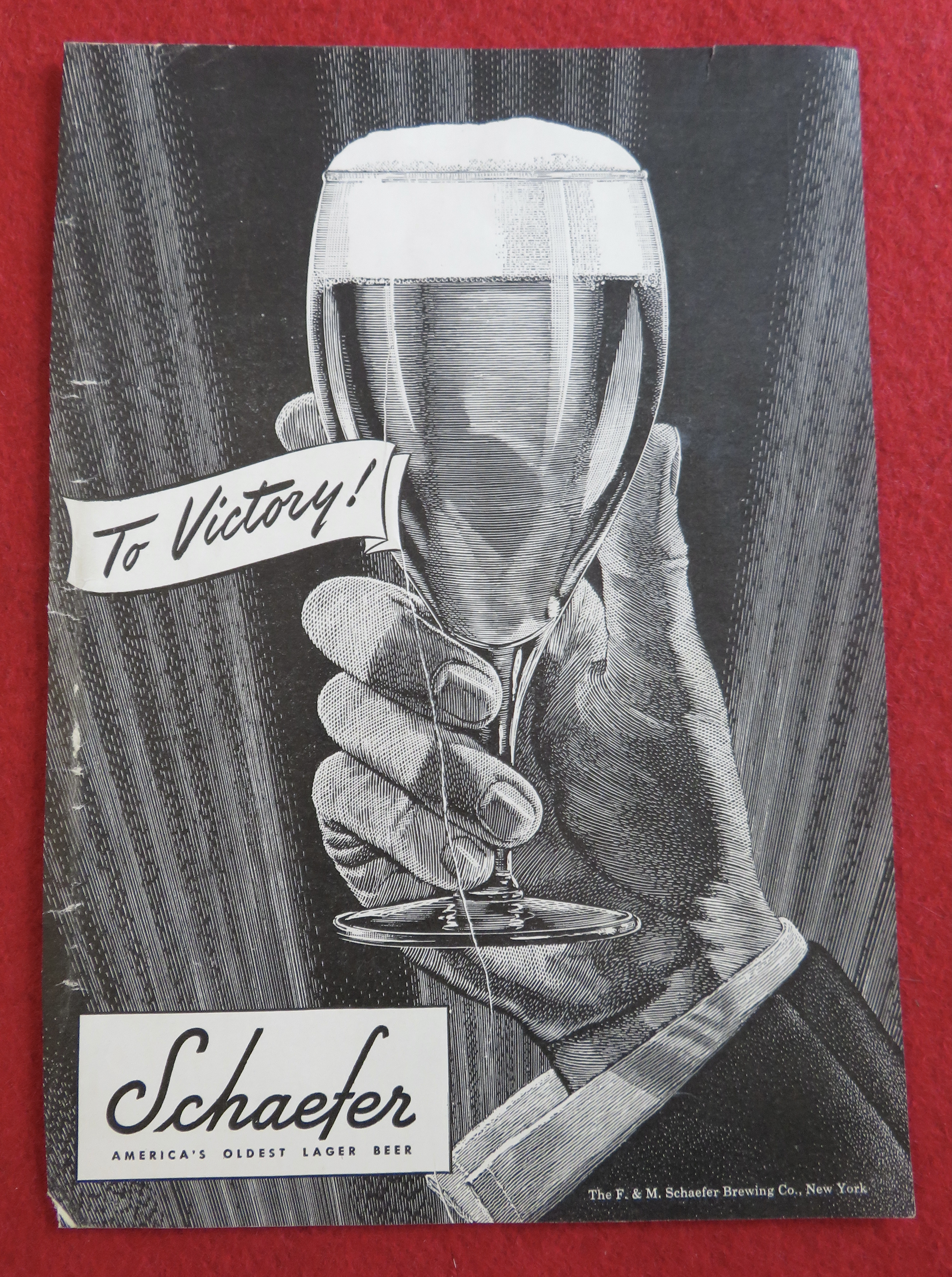 1944 Schaefer Beer with Hand Holding Glass Of Beer