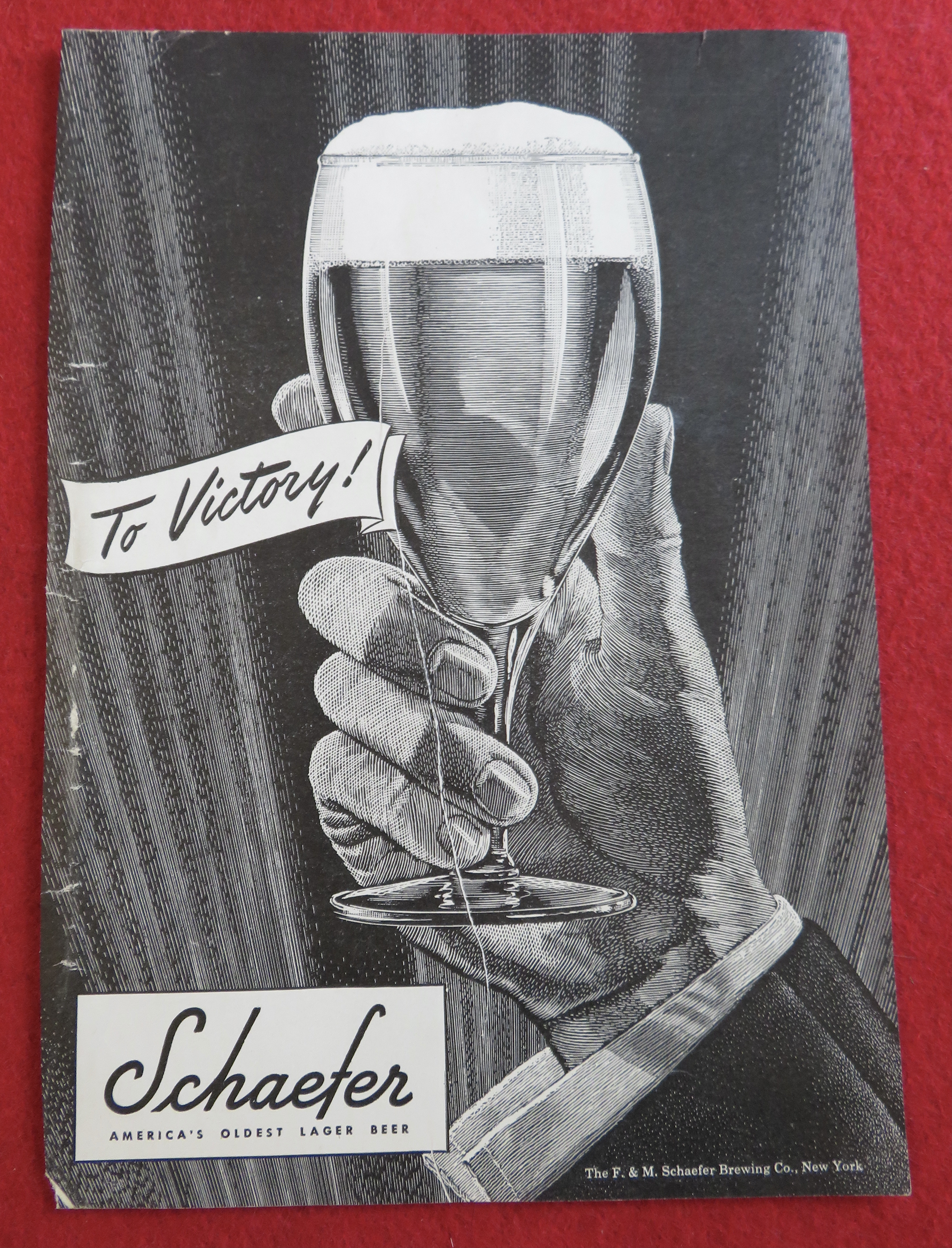 1944 Schaefer Beer with Hand Holding Glass Of Beer