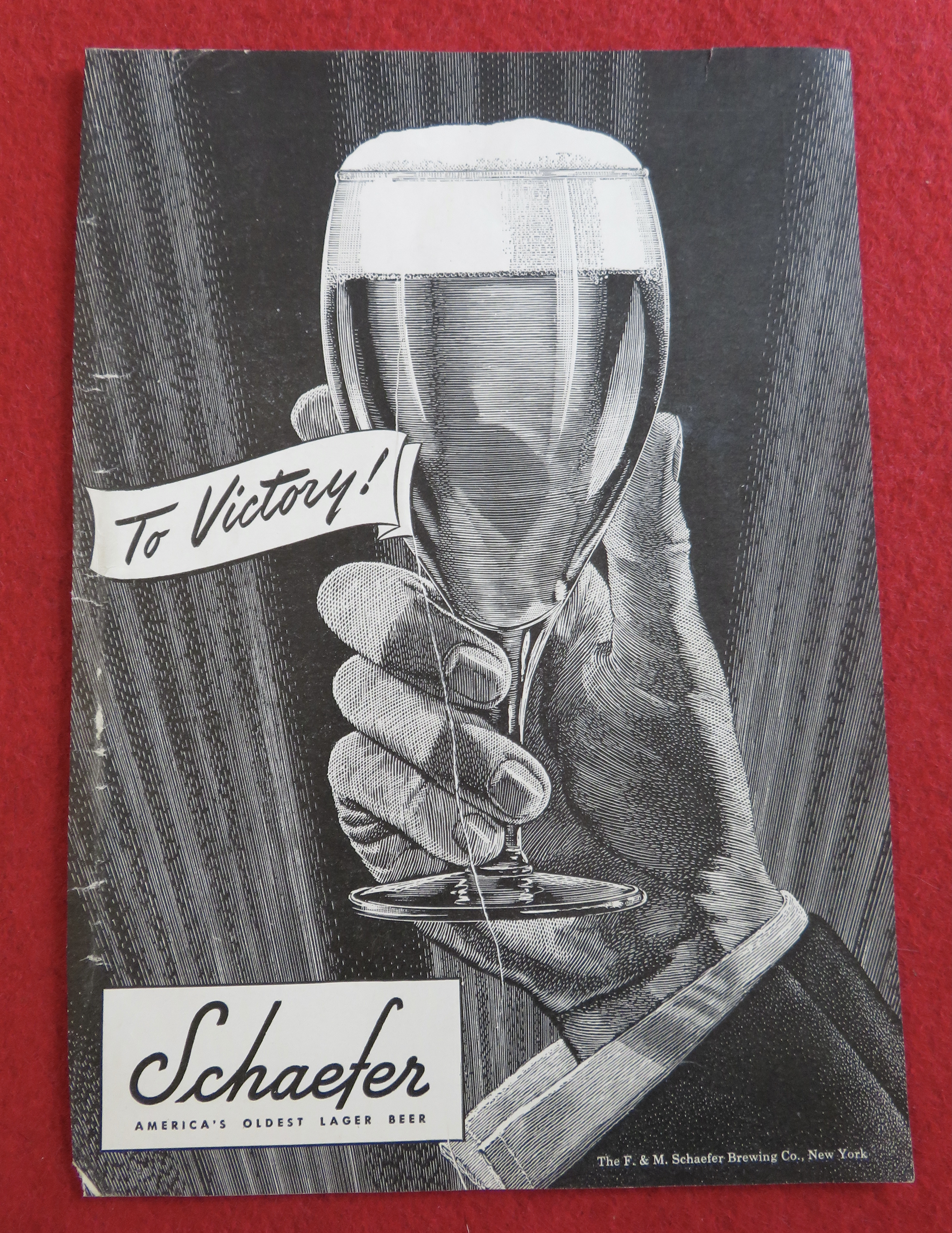 1944 Schaefer Beer with Hand Holding Glass Of Beer