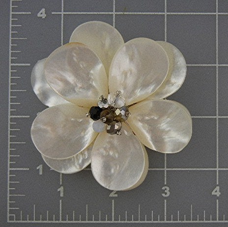 Mother Of Pearl Crystals Flower Brooch
