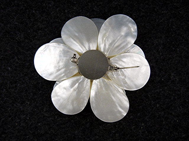Mother Of Pearl Crystals Flower Brooch
