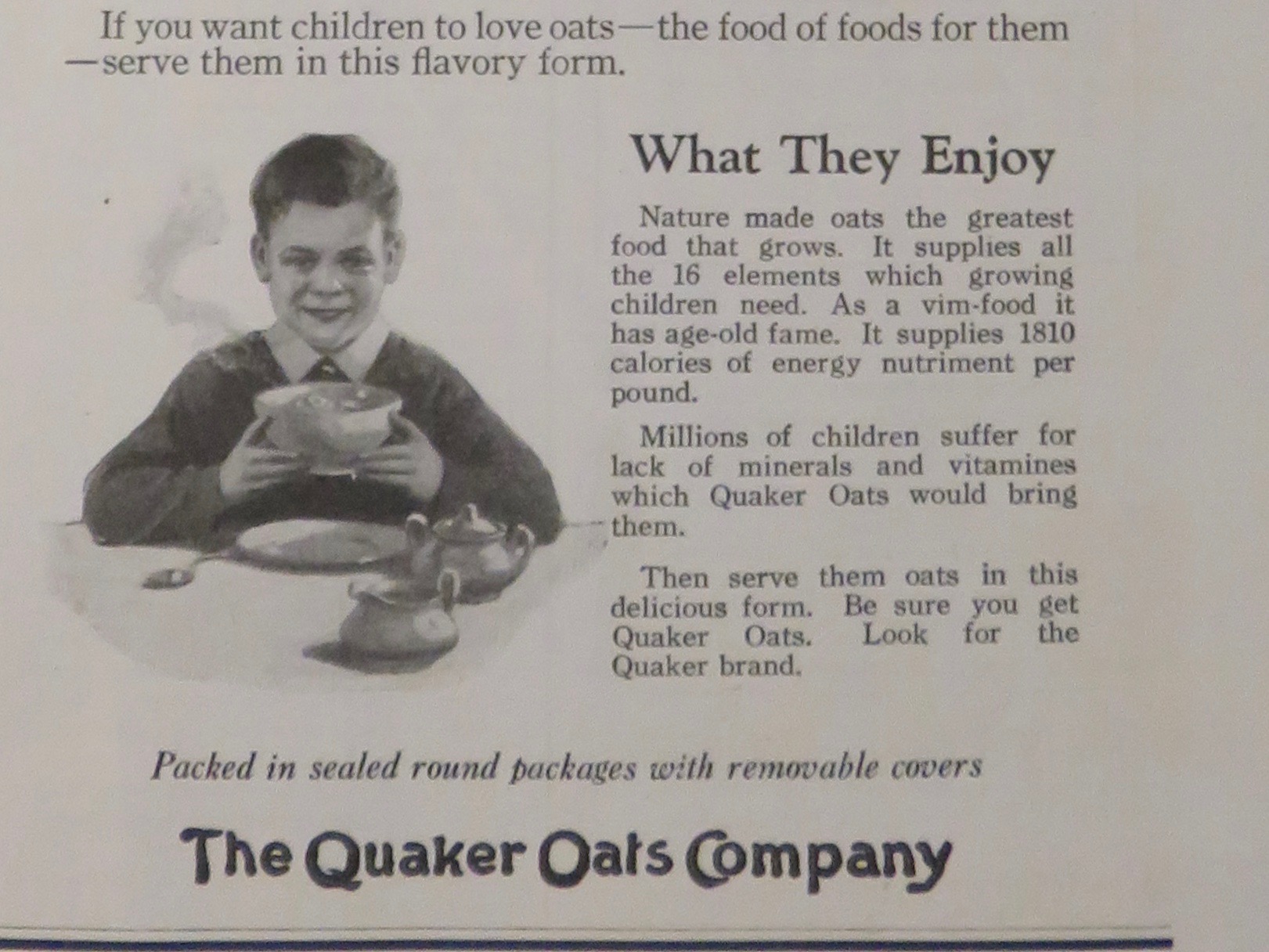 1923 Quaker Rolled White Oats with Mom Cooking