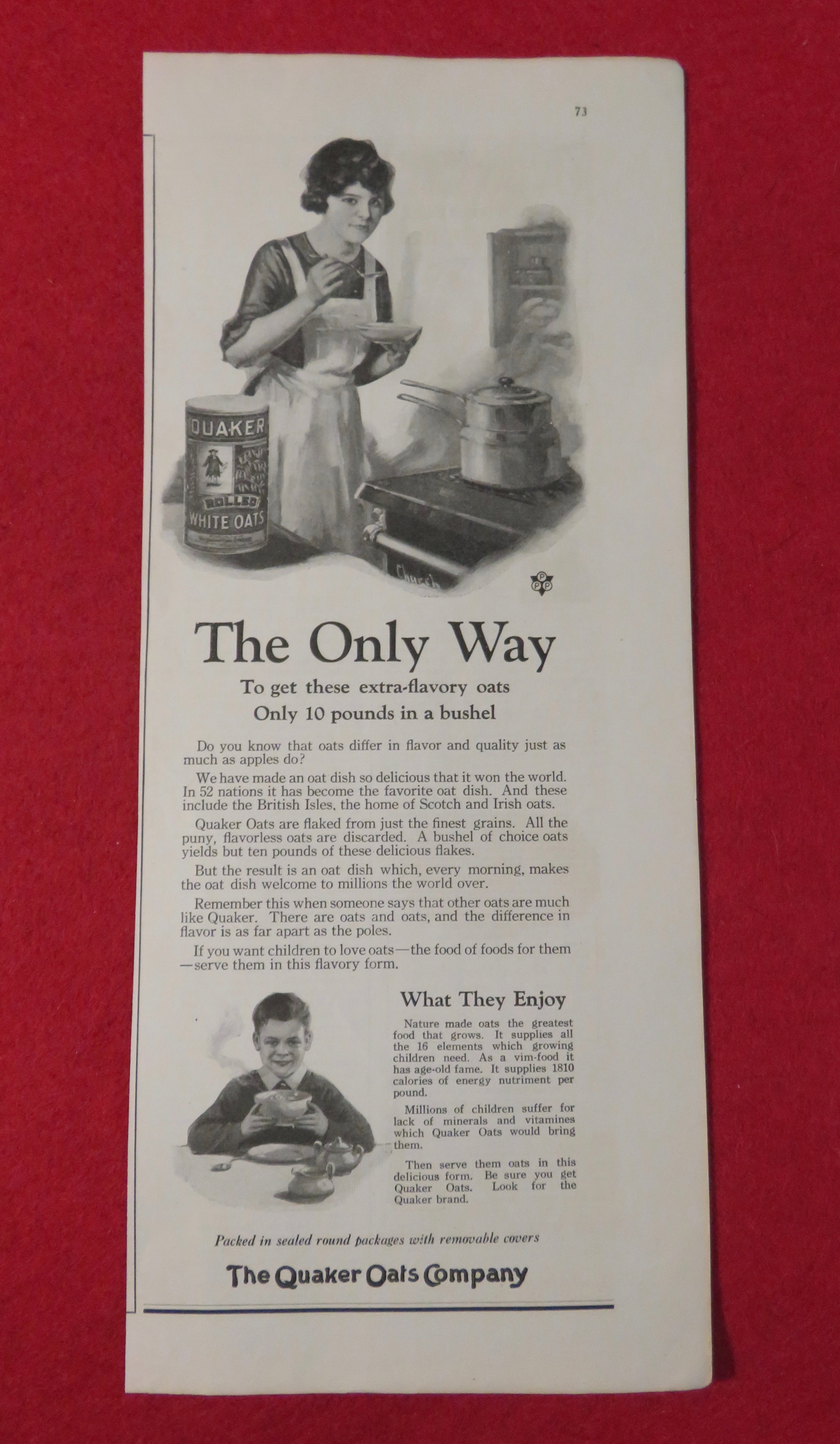 1923 Quaker Rolled White Oats with Mom Cooking