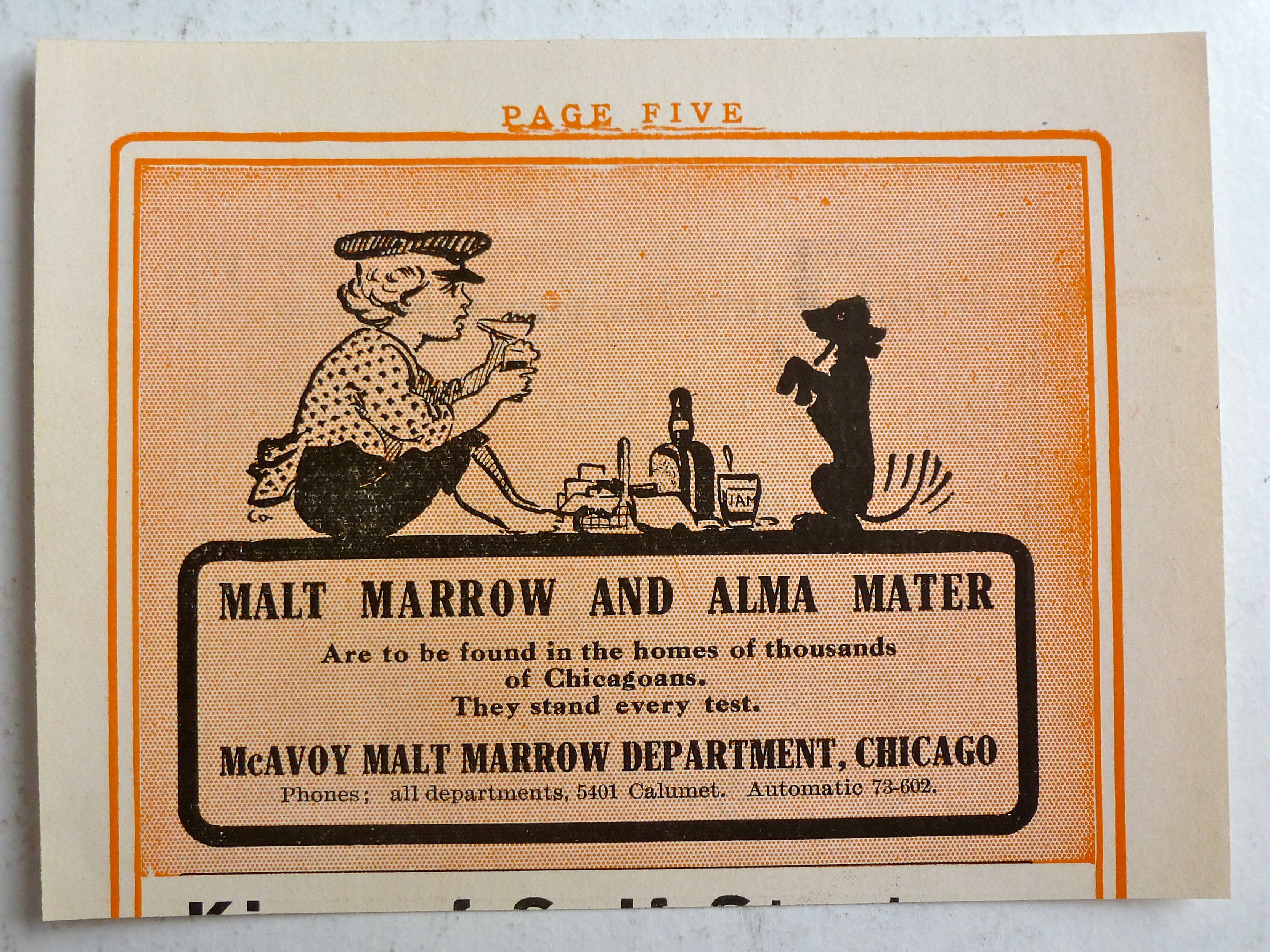 1912 McAvoy Malt Marrow Chicago with a Boy & His Dog