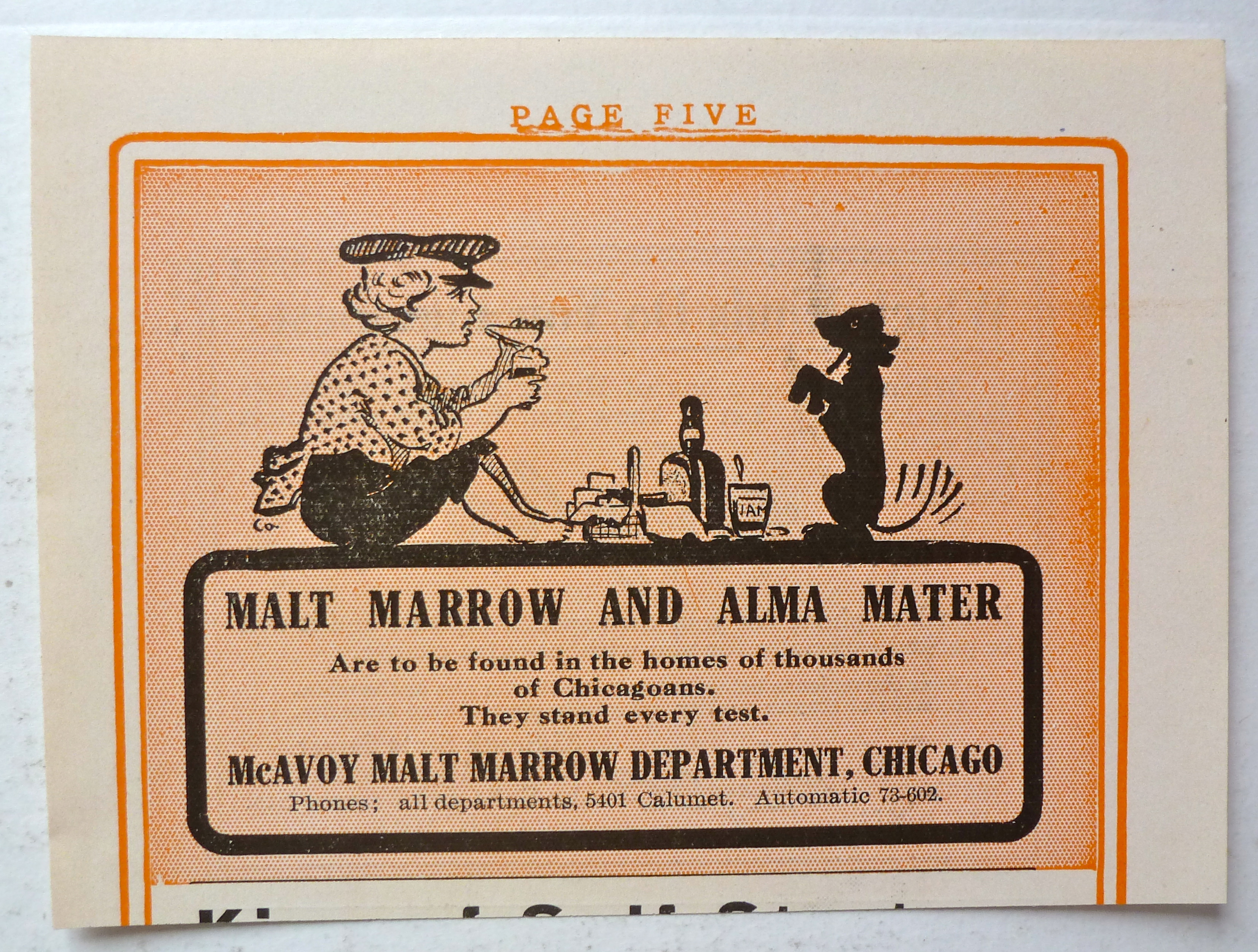 1912 McAvoy Malt Marrow Chicago with a Boy & His Dog