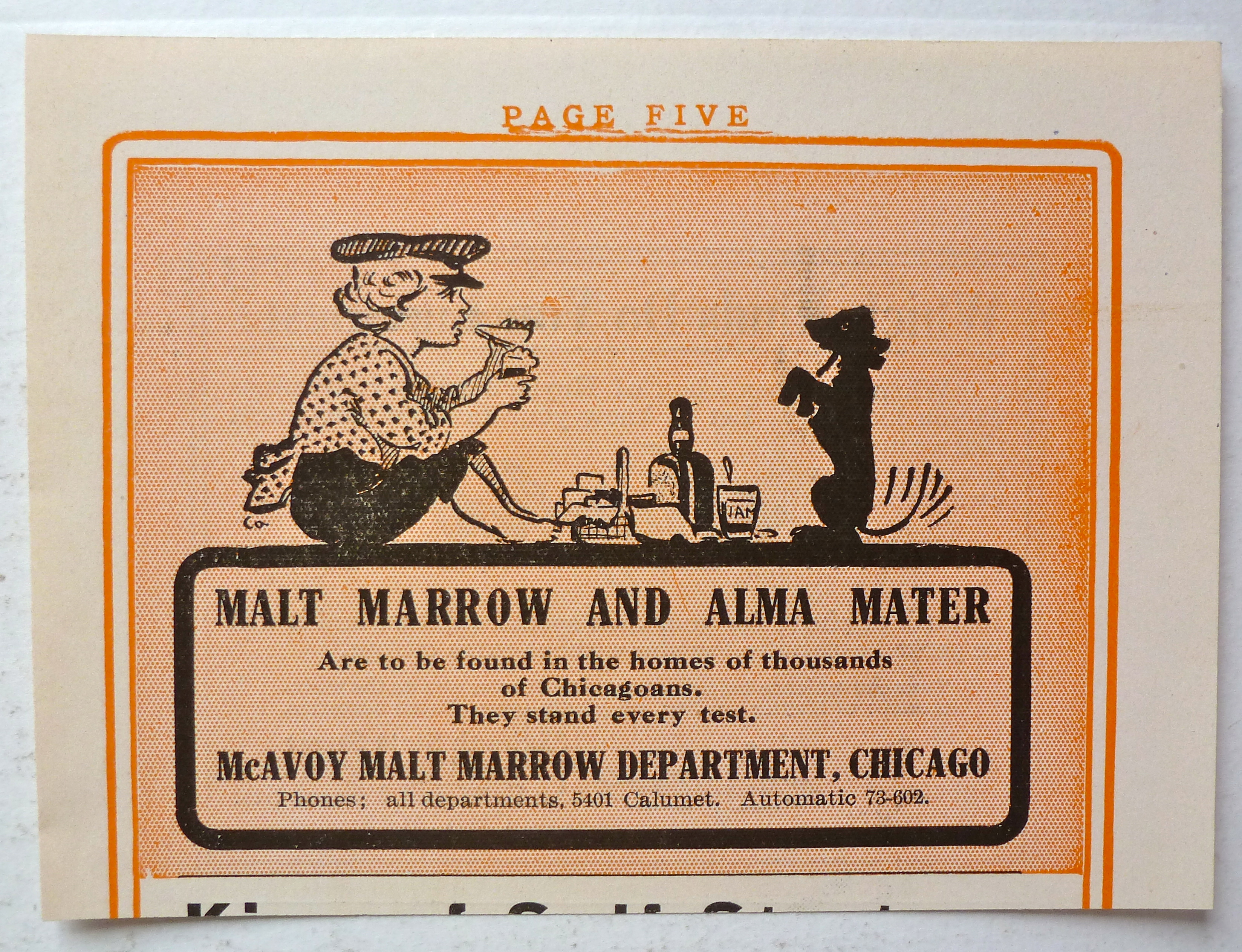 1912 McAvoy Malt Marrow Chicago with a Boy & His Dog