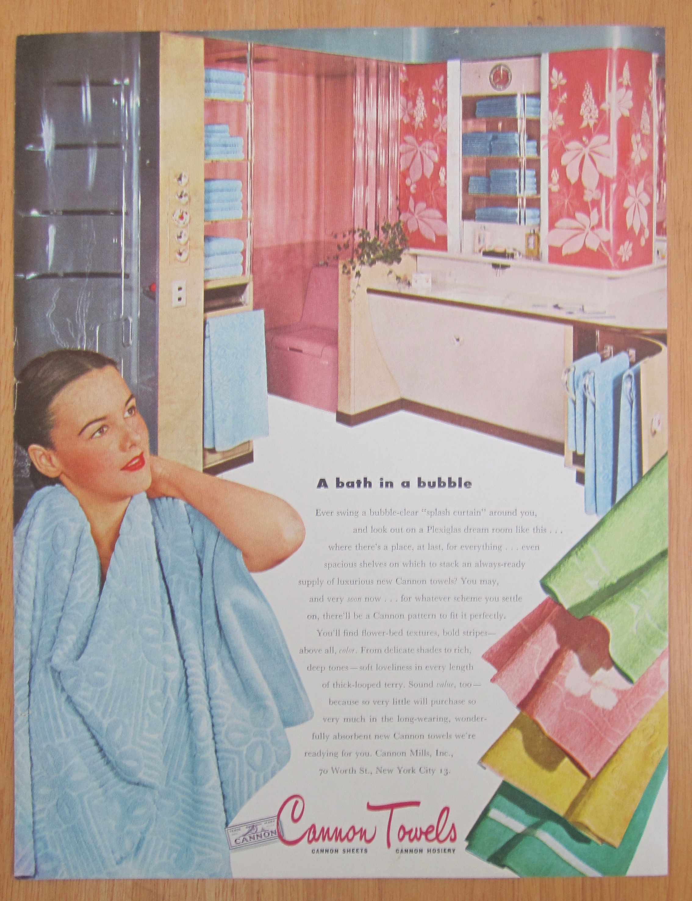 1946 Cannon Towels with Woman Using Towel