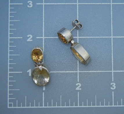 Citrine Sterling Silver Hinged Pierced Earrings