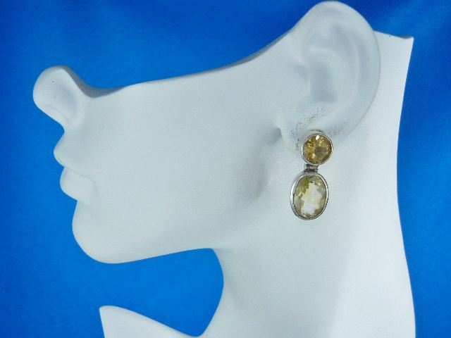 Citrine Sterling Silver Hinged Pierced Earrings