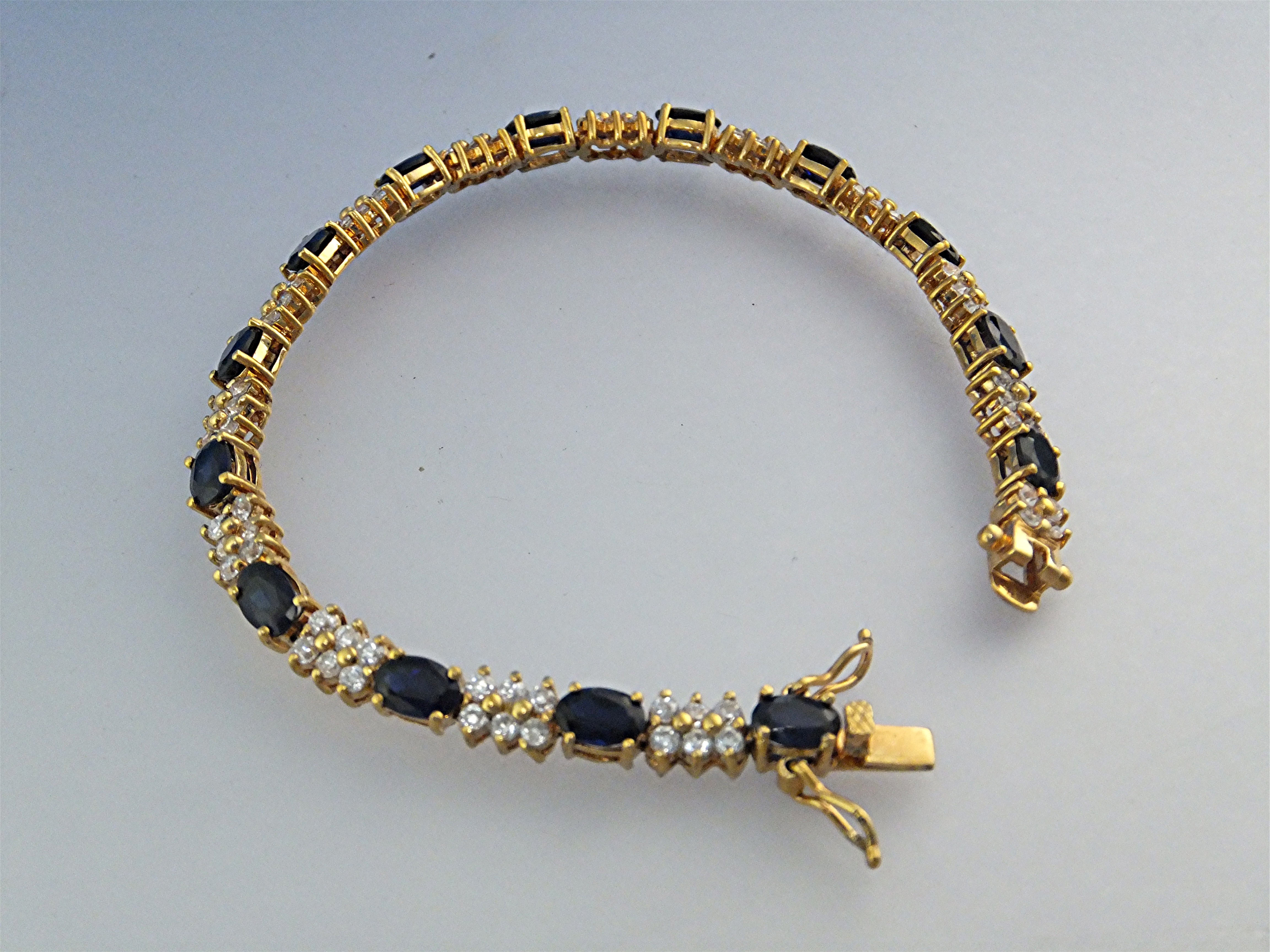 Bracelet Sterling Silver Gold Vermeil Sapphire CZ