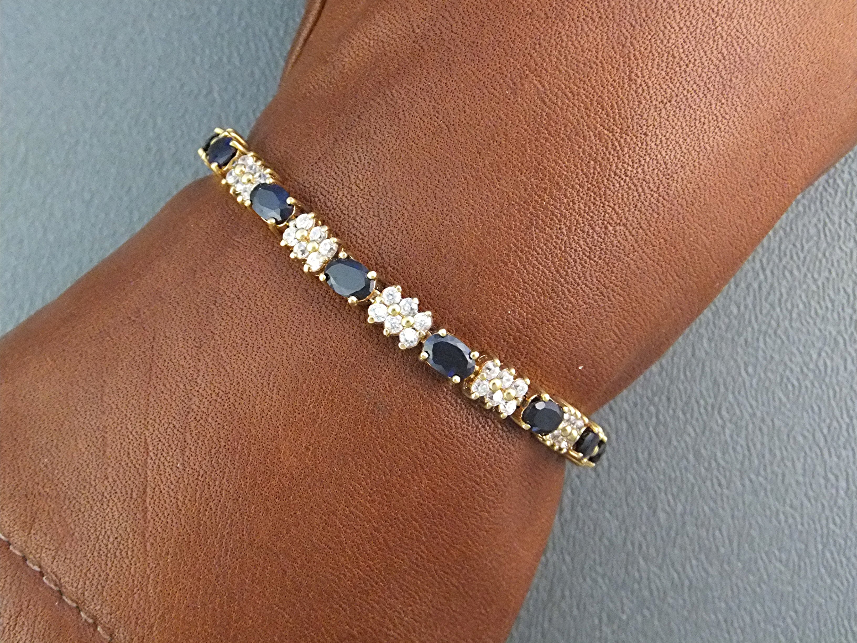 Bracelet Sterling Silver Gold Vermeil Sapphire CZ