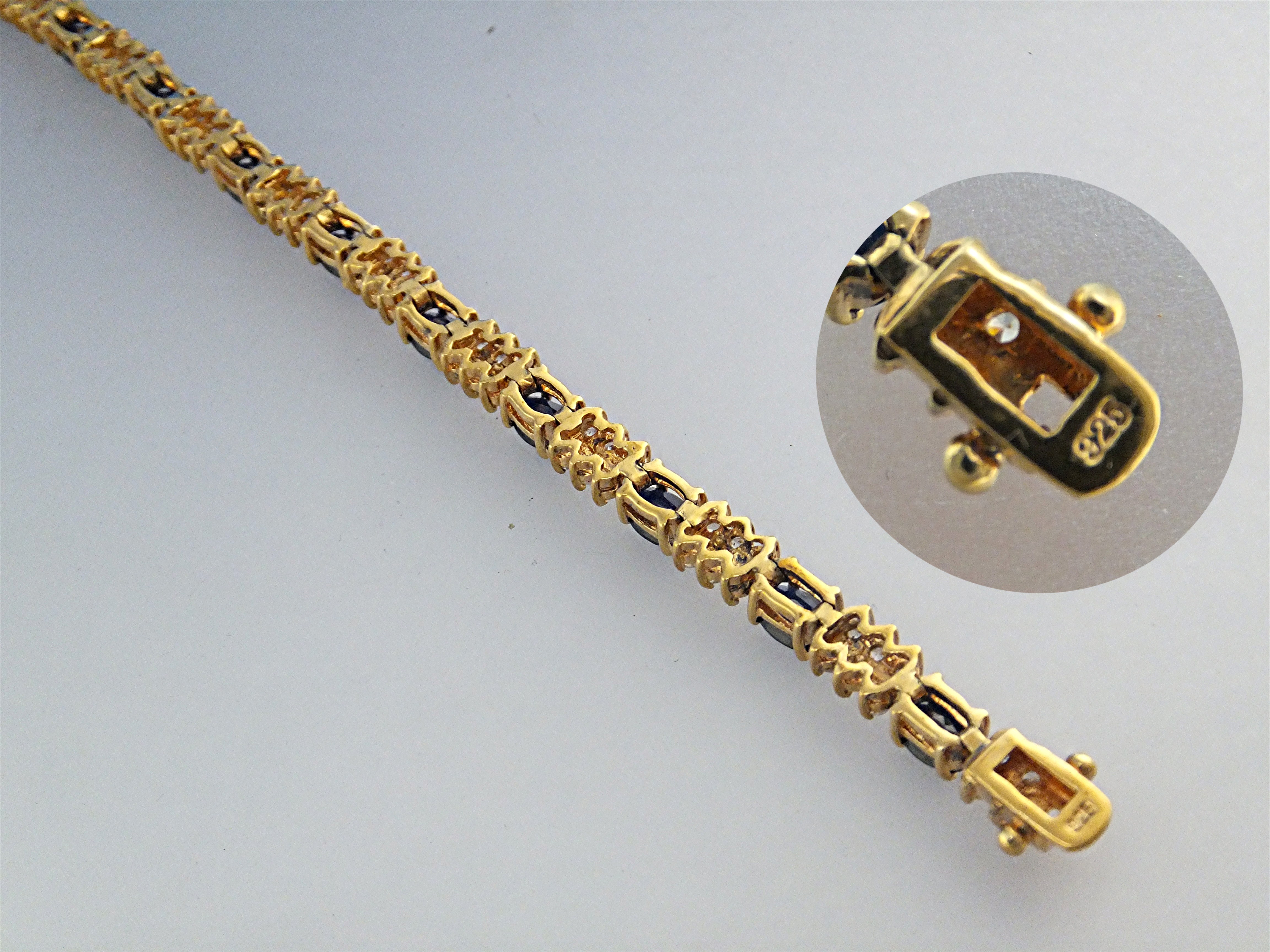 Bracelet Sterling Silver Gold Vermeil Sapphire CZ