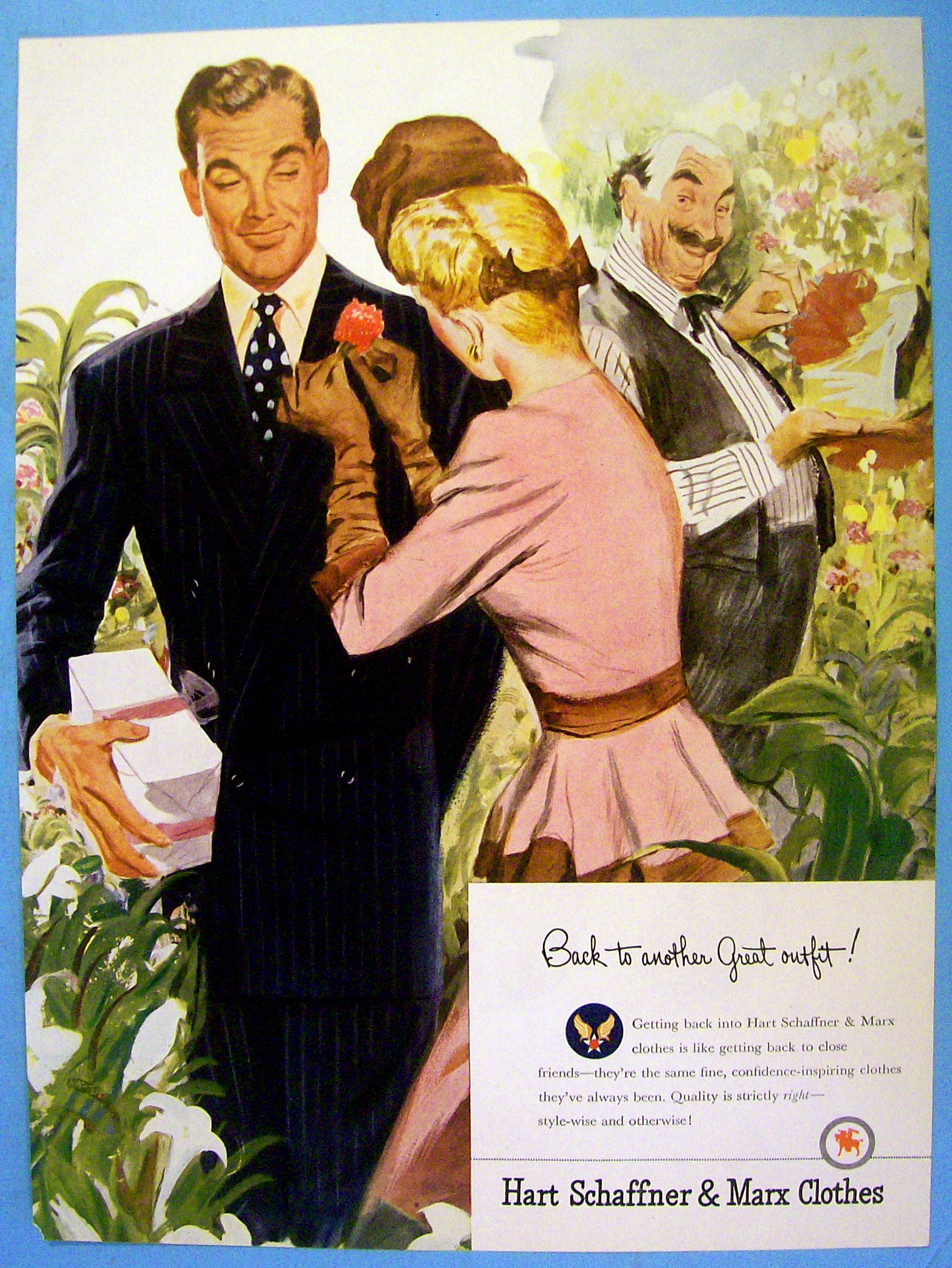 1946 Hart Schaffner and Marx with Woman Pinning Man
